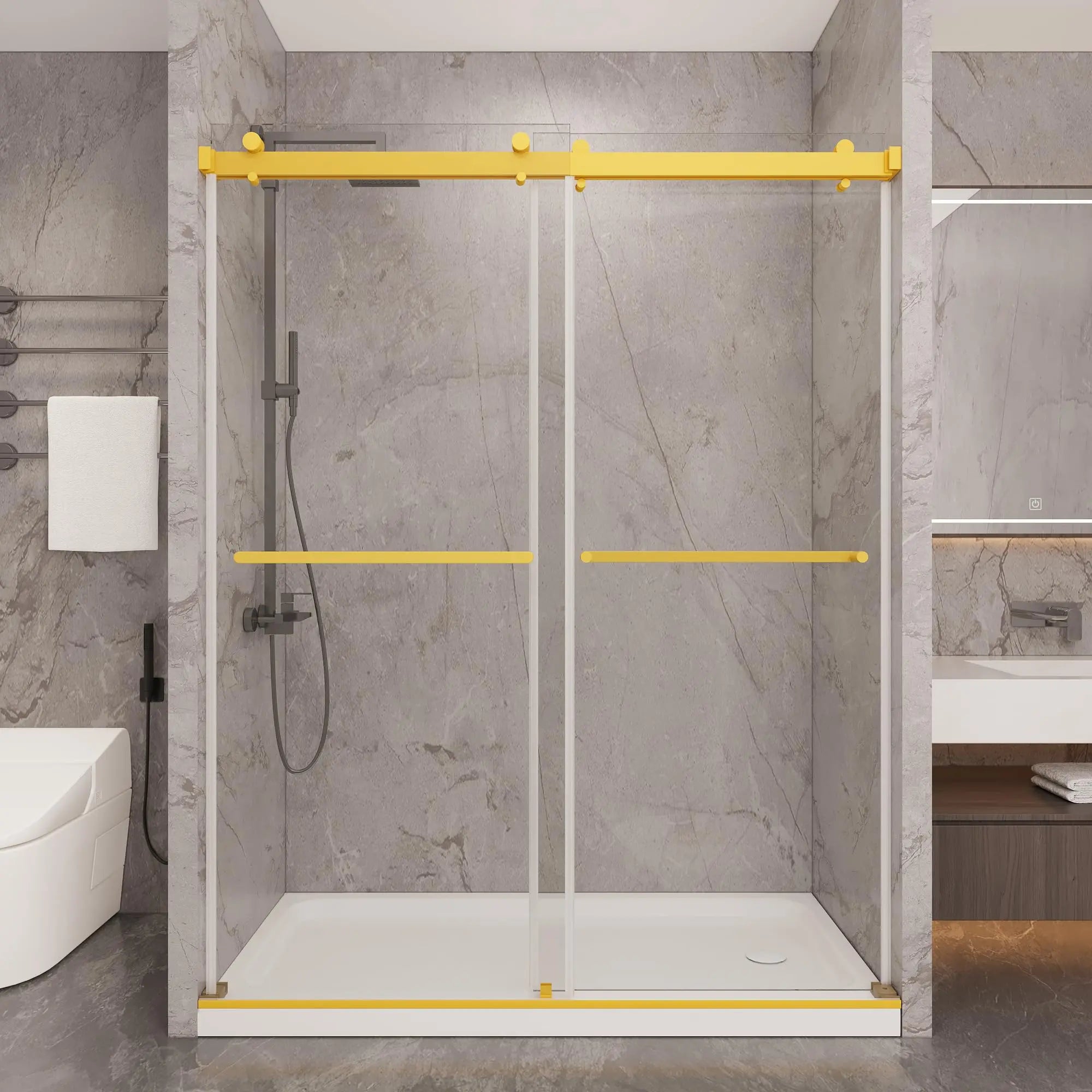 HAUSVITA  Frameless Double Sliding Shower Door 