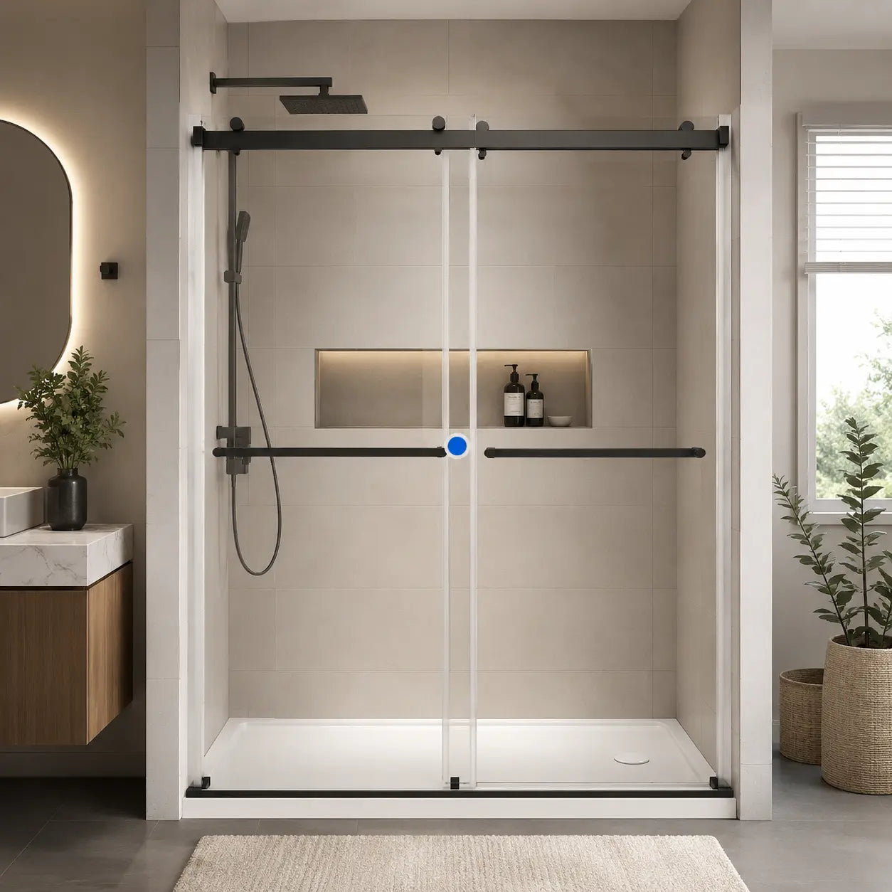 HAUSVITA  Frameless Double Sliding Shower Door 