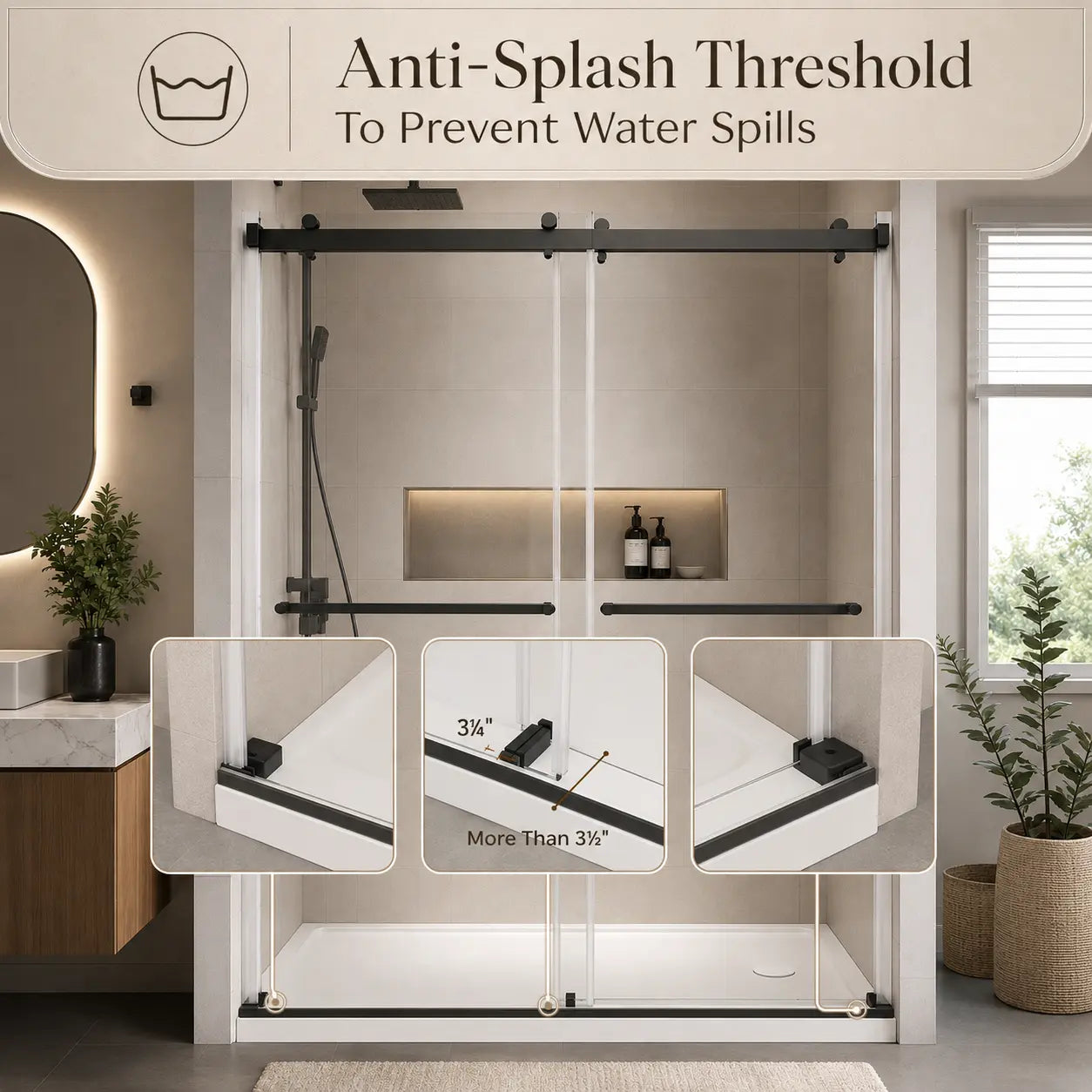 HAUSVITA  Frameless Double Sliding Shower Door 