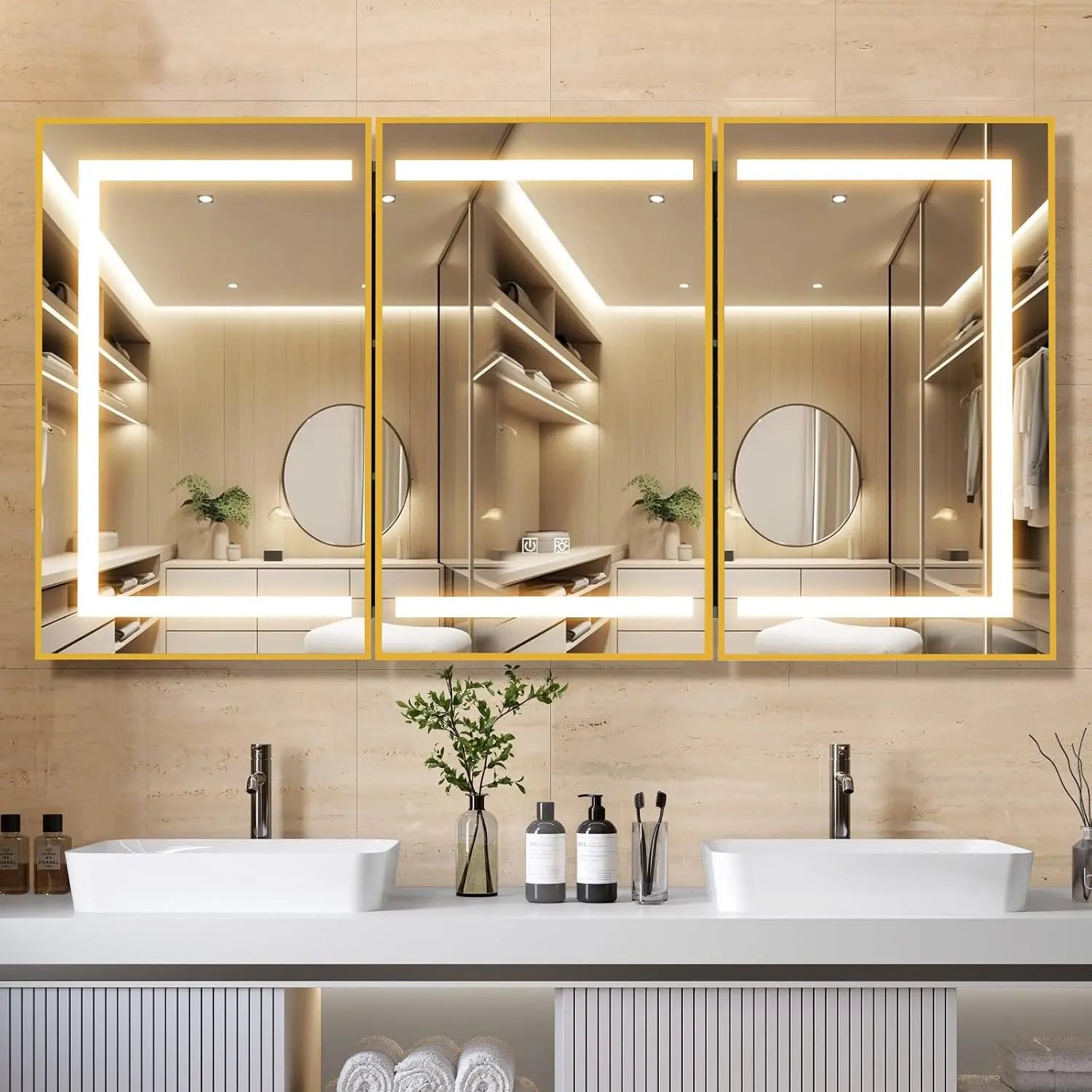 HAUSVITA  Lighted Bathroom Medicine Cabinet with Mirror 