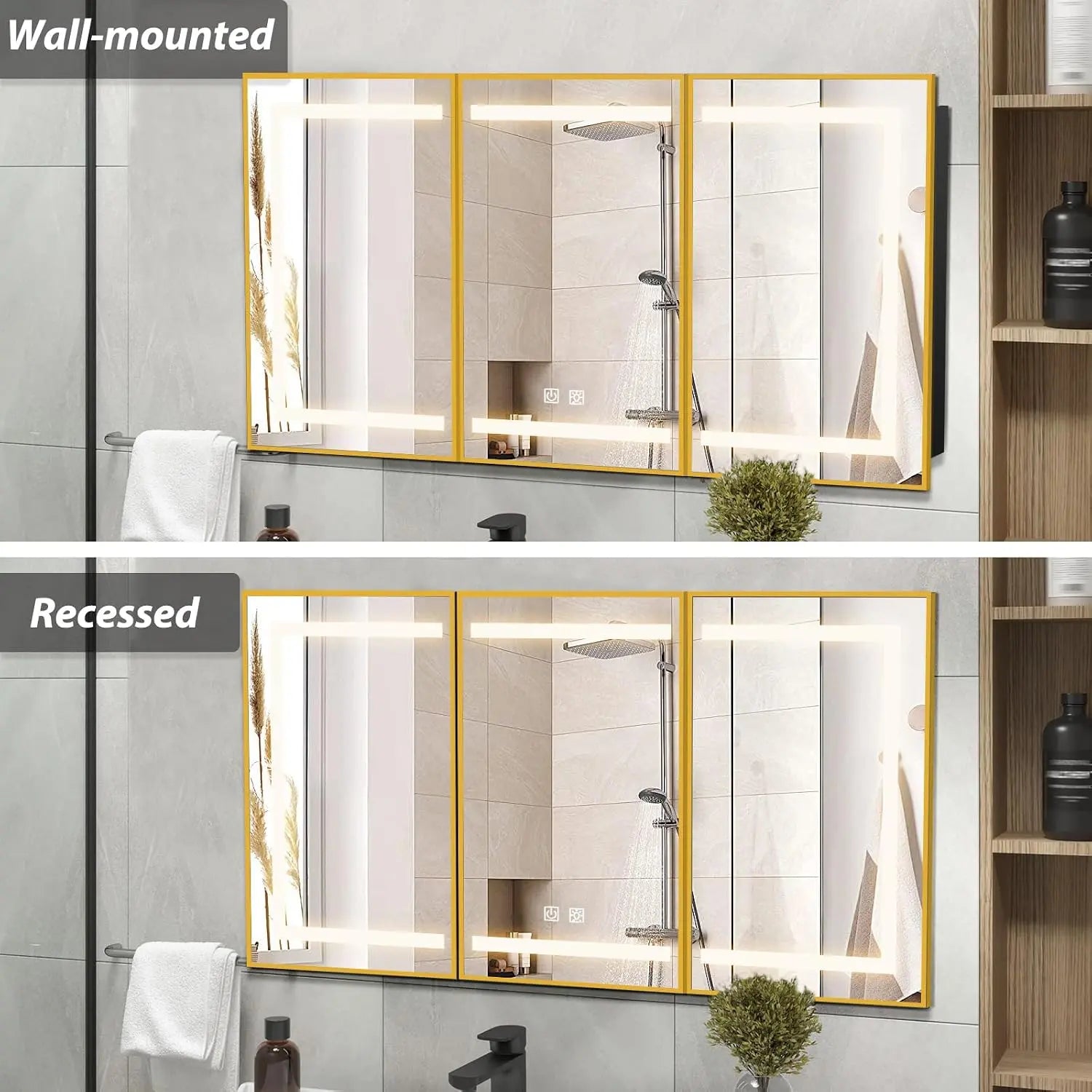 HAUSVITA  Lighted Bathroom Medicine Cabinet with Mirror 