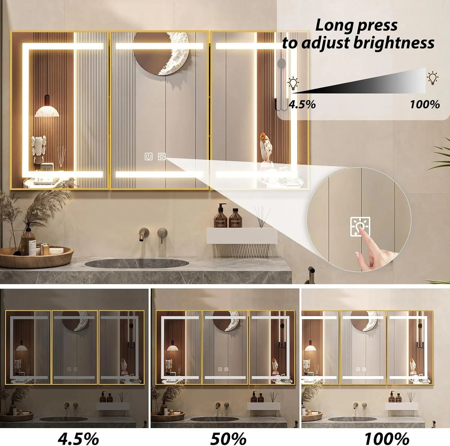 HAUSVITA  Lighted Bathroom Medicine Cabinet with Mirror 