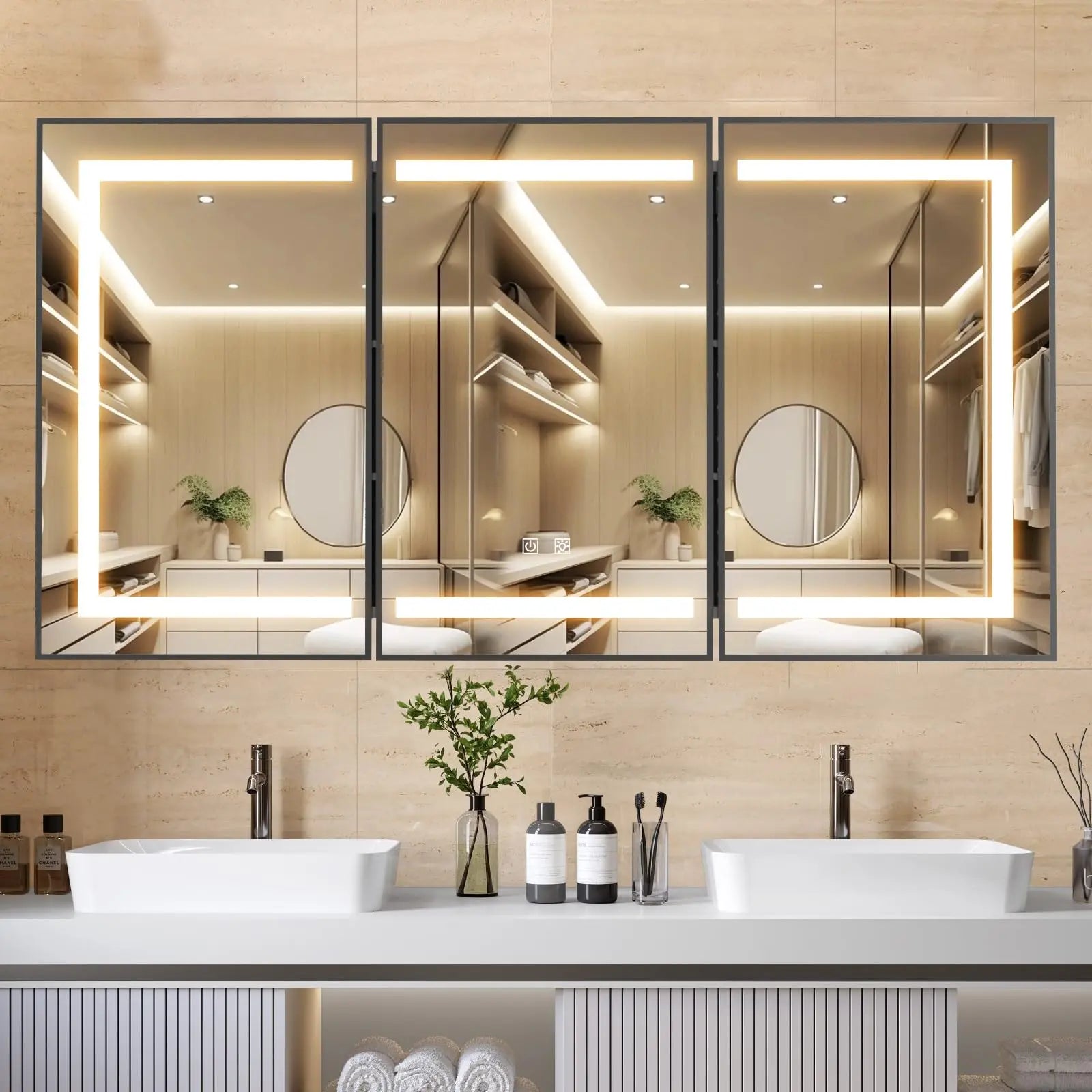 HAUSVITA  Lighted Bathroom Medicine Cabinet with Mirror 