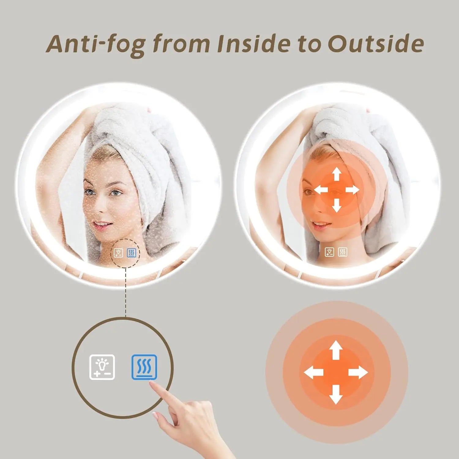 HAUSVITA  Round Center Glow LED Bathroom Mirror 