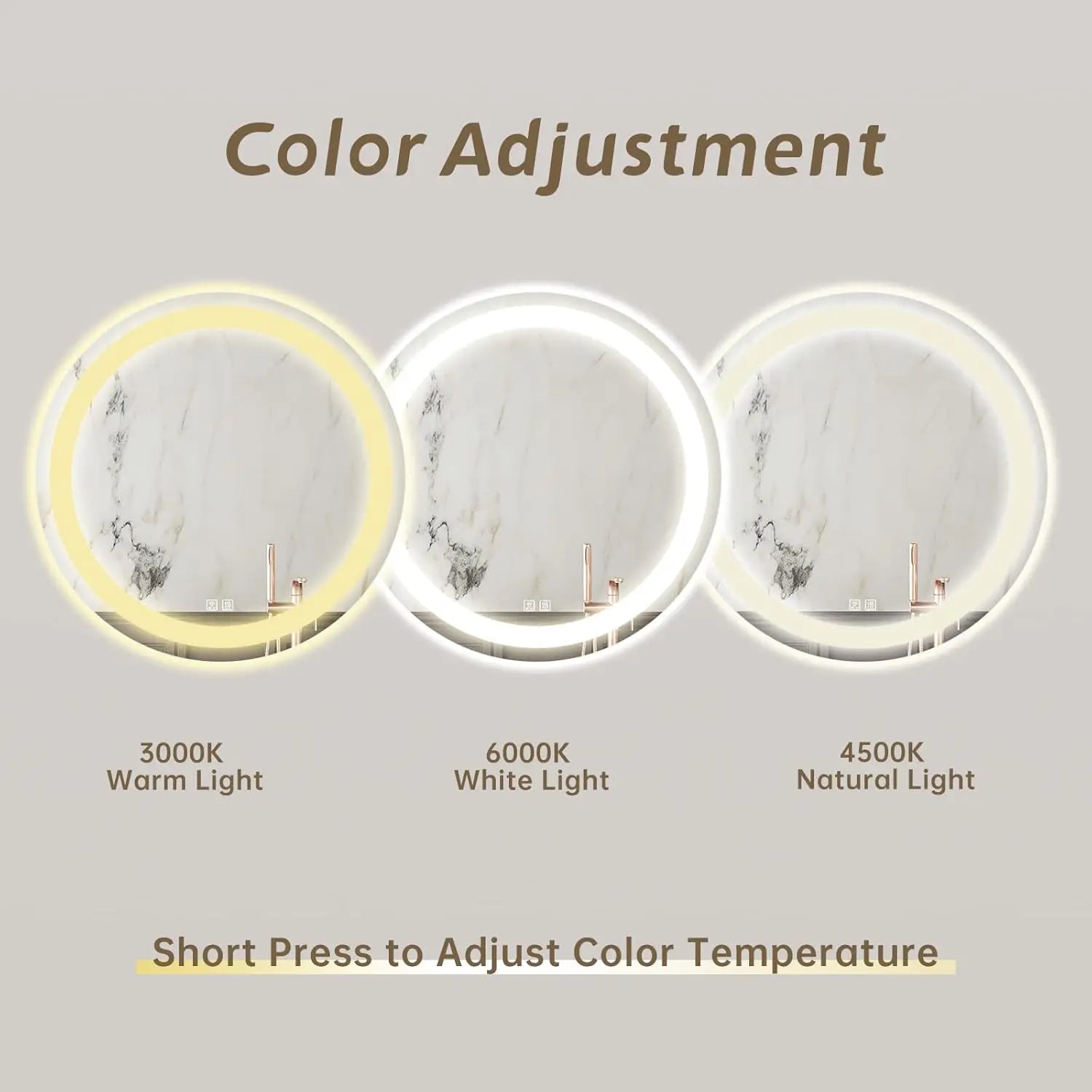 HAUSVITA  Round Center Glow LED Bathroom Mirror 