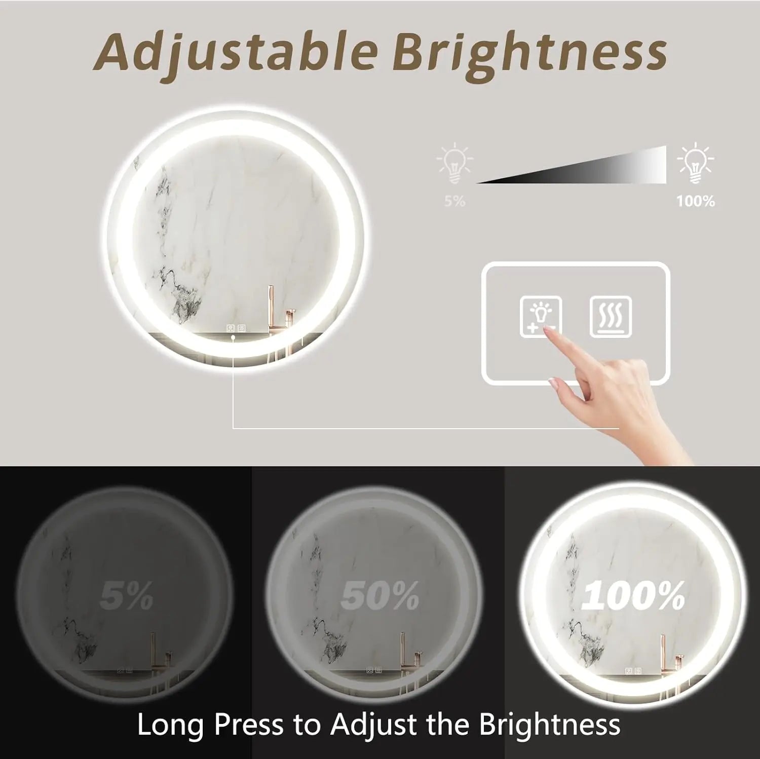 HAUSVITA  Round Center Glow LED Bathroom Mirror 