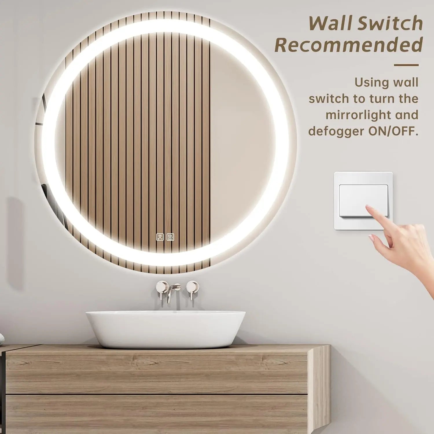 HAUSVITA  Round Center Glow LED Bathroom Mirror 