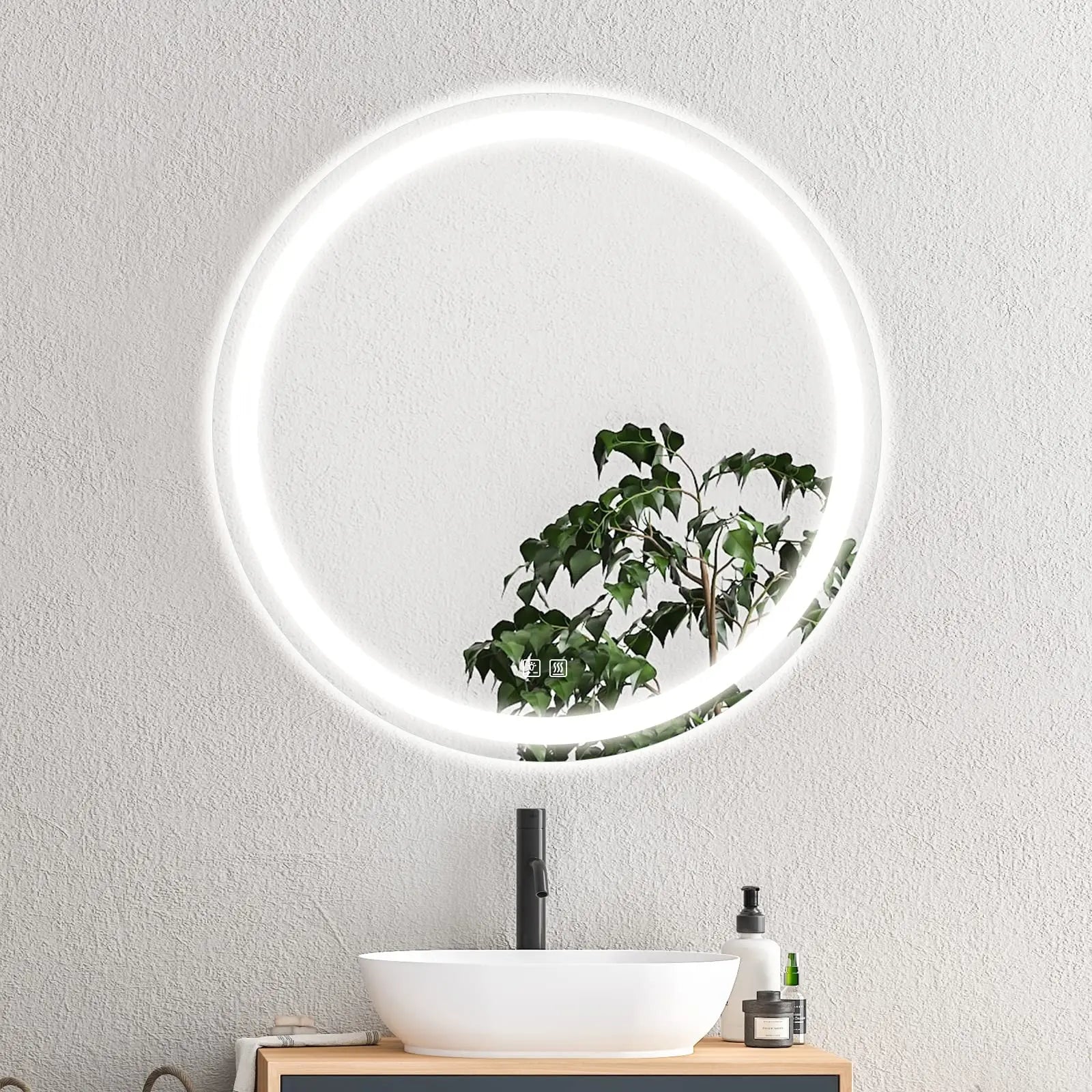 HAUSVITA  Round Center Glow LED Bathroom Mirror 