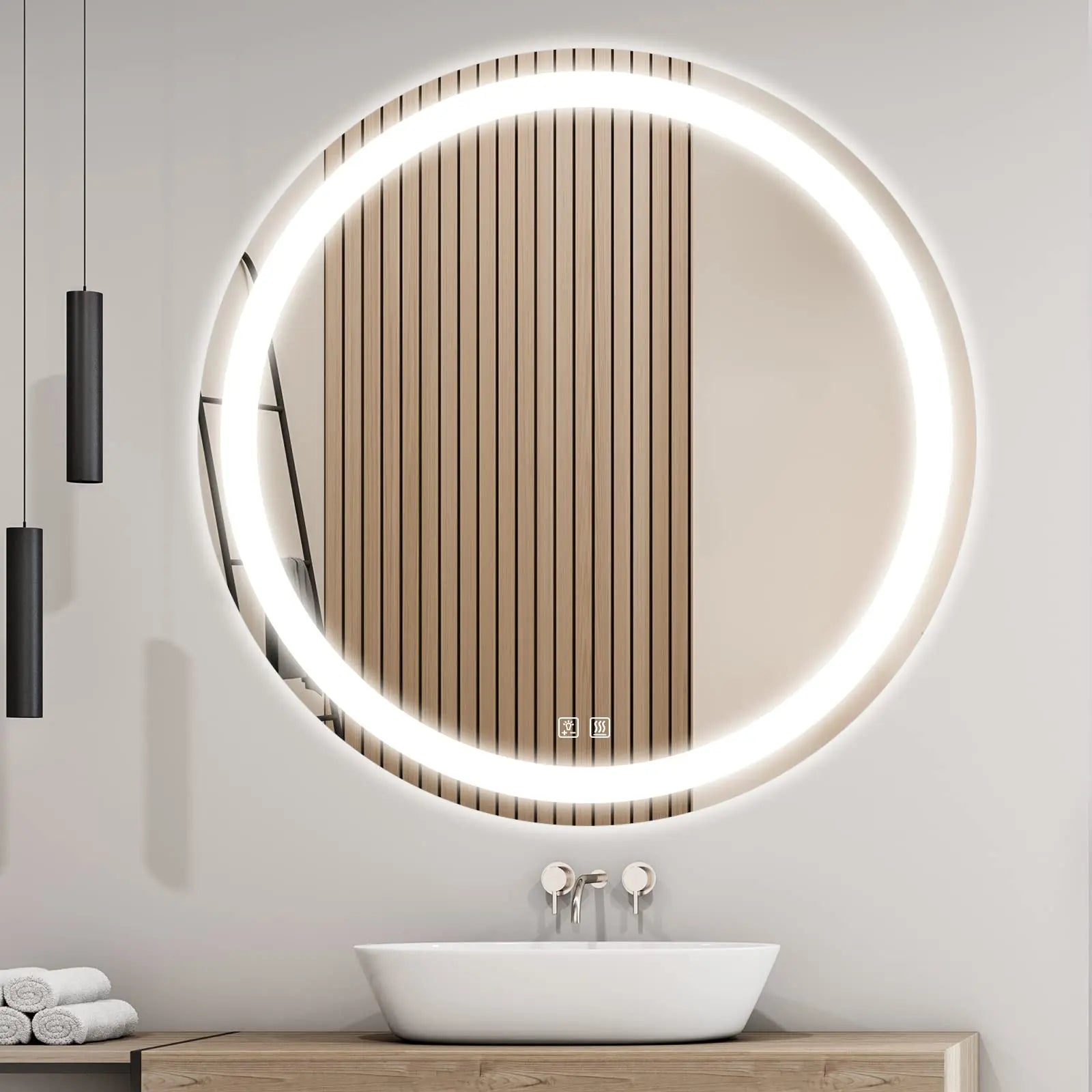 HAUSVITA  Round Center Glow LED Bathroom Mirror 