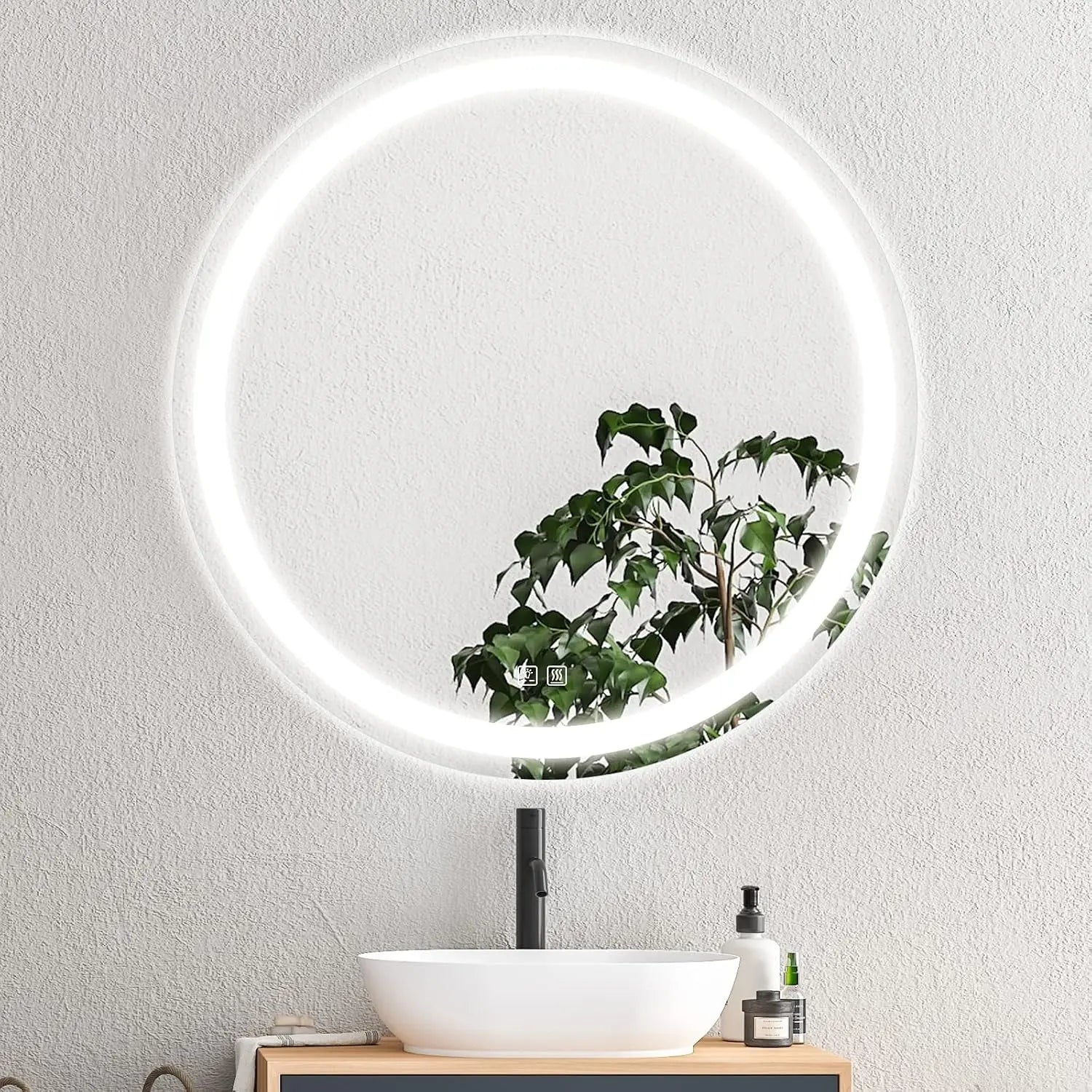 HAUSVITA  Round Center Glow LED Bathroom Mirror 