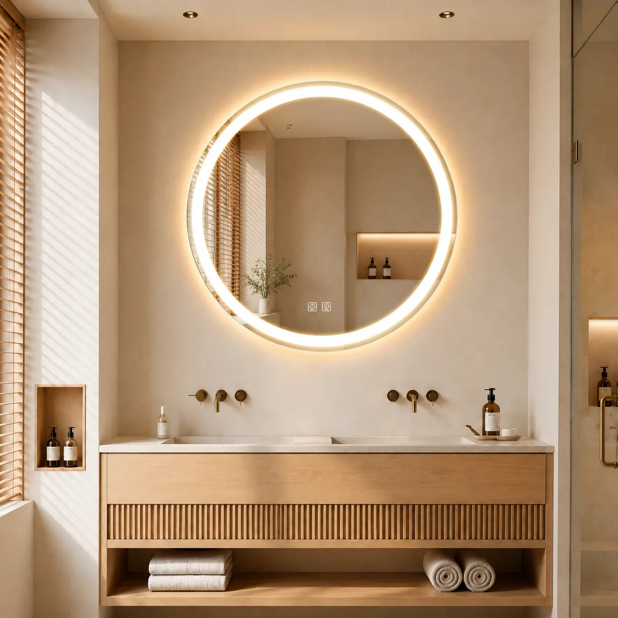 HAUSVITA  Round Center Glow LED Bathroom Mirror 