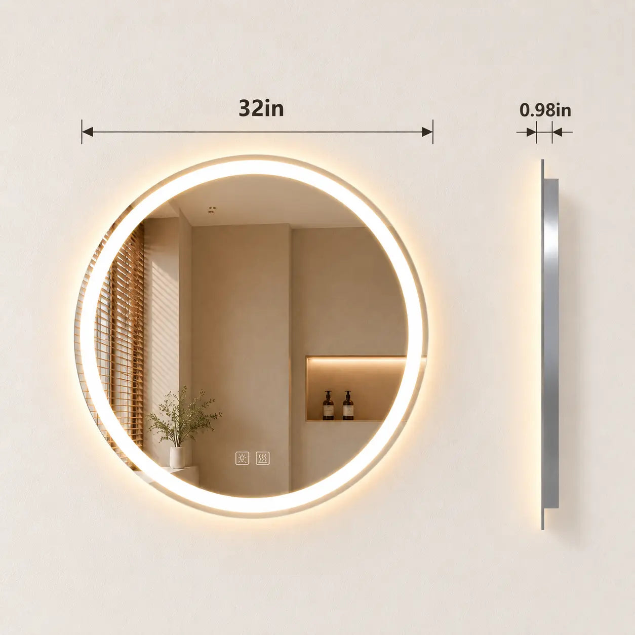 HAUSVITA  Round Center Glow LED Bathroom Mirror 