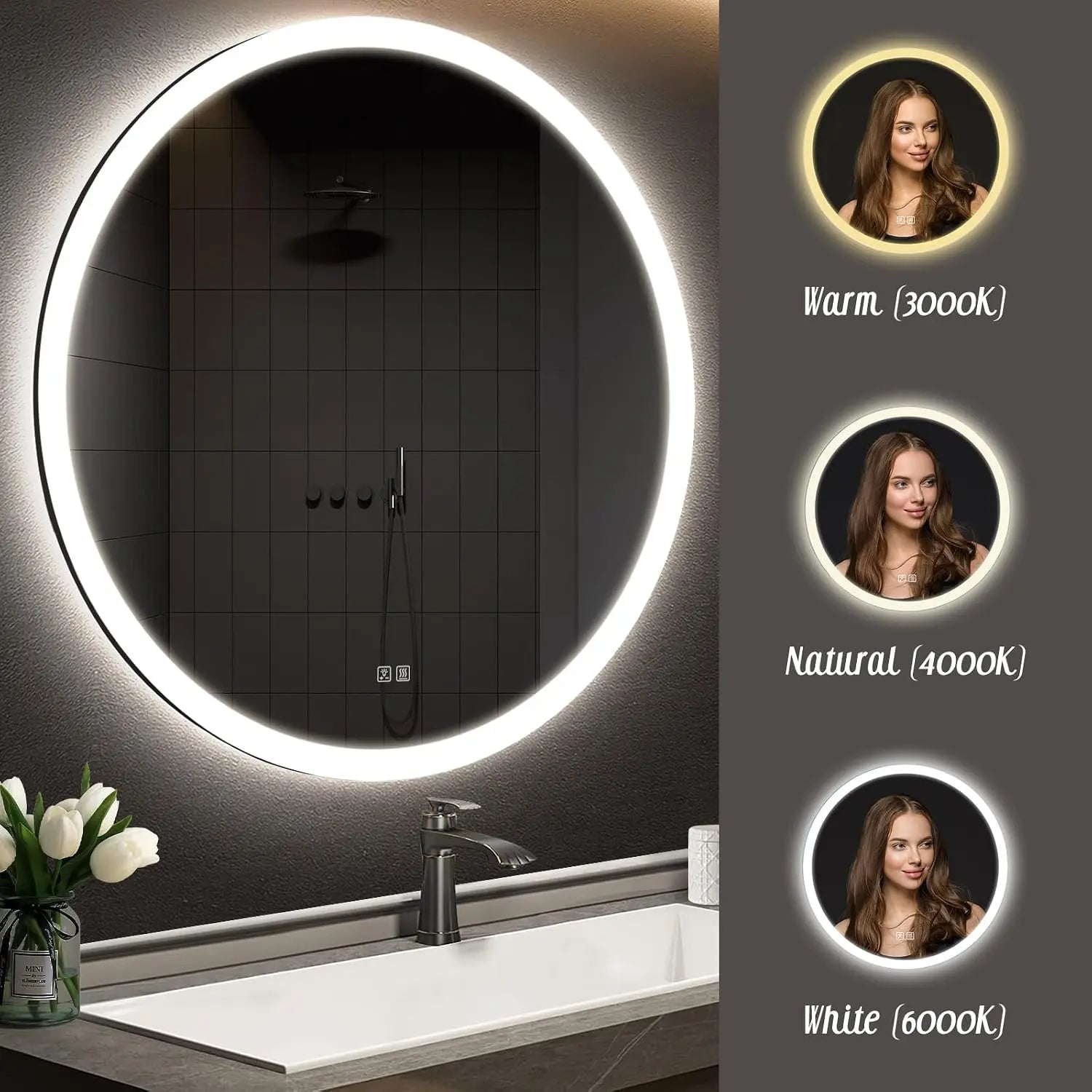 HAUSVITA  Round Edge  Glow LED Bathroom Mirror 