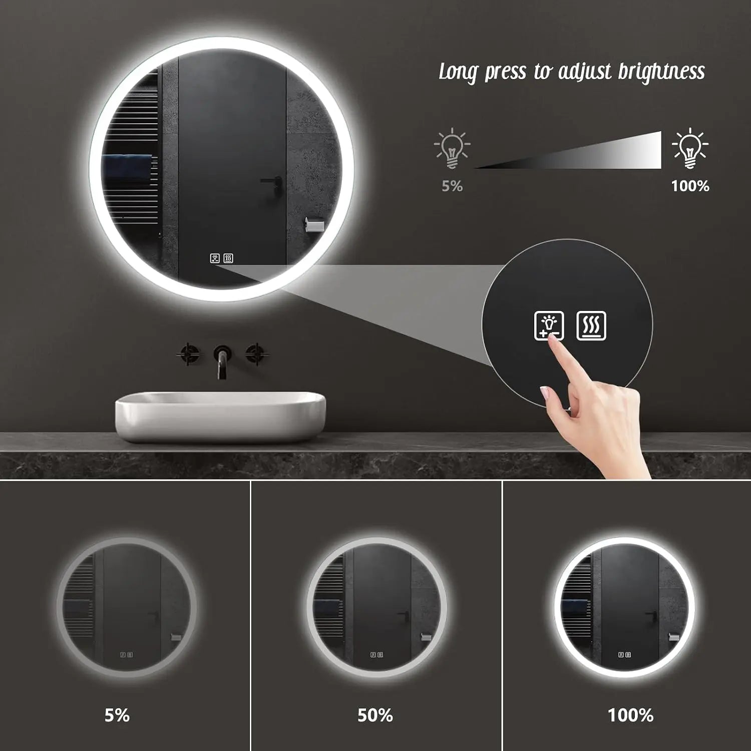 HAUSVITA  Round Edge  Glow LED Bathroom Mirror 