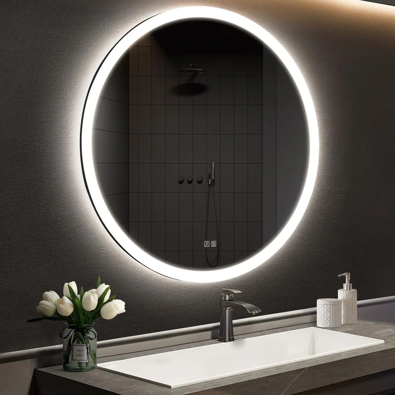 HAUSVITA  Round Edge  Glow LED Bathroom Mirror 