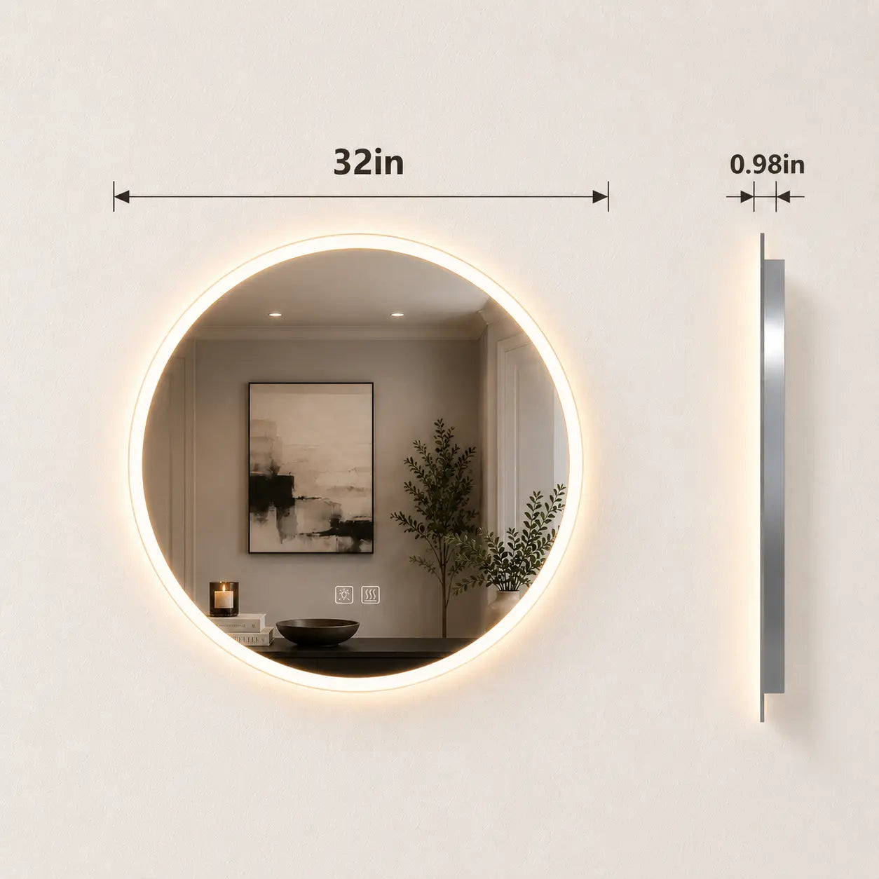 HAUSVITA  Round Edge  Glow LED Bathroom Mirror 