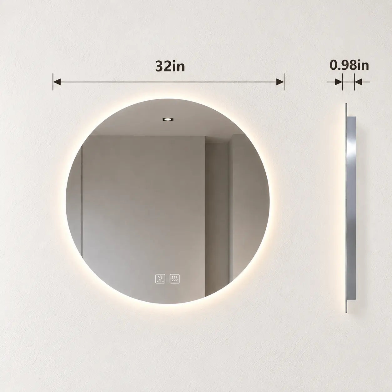 HAUSVITA  Round Sleek Backlit LED Bathroom Mirror 
