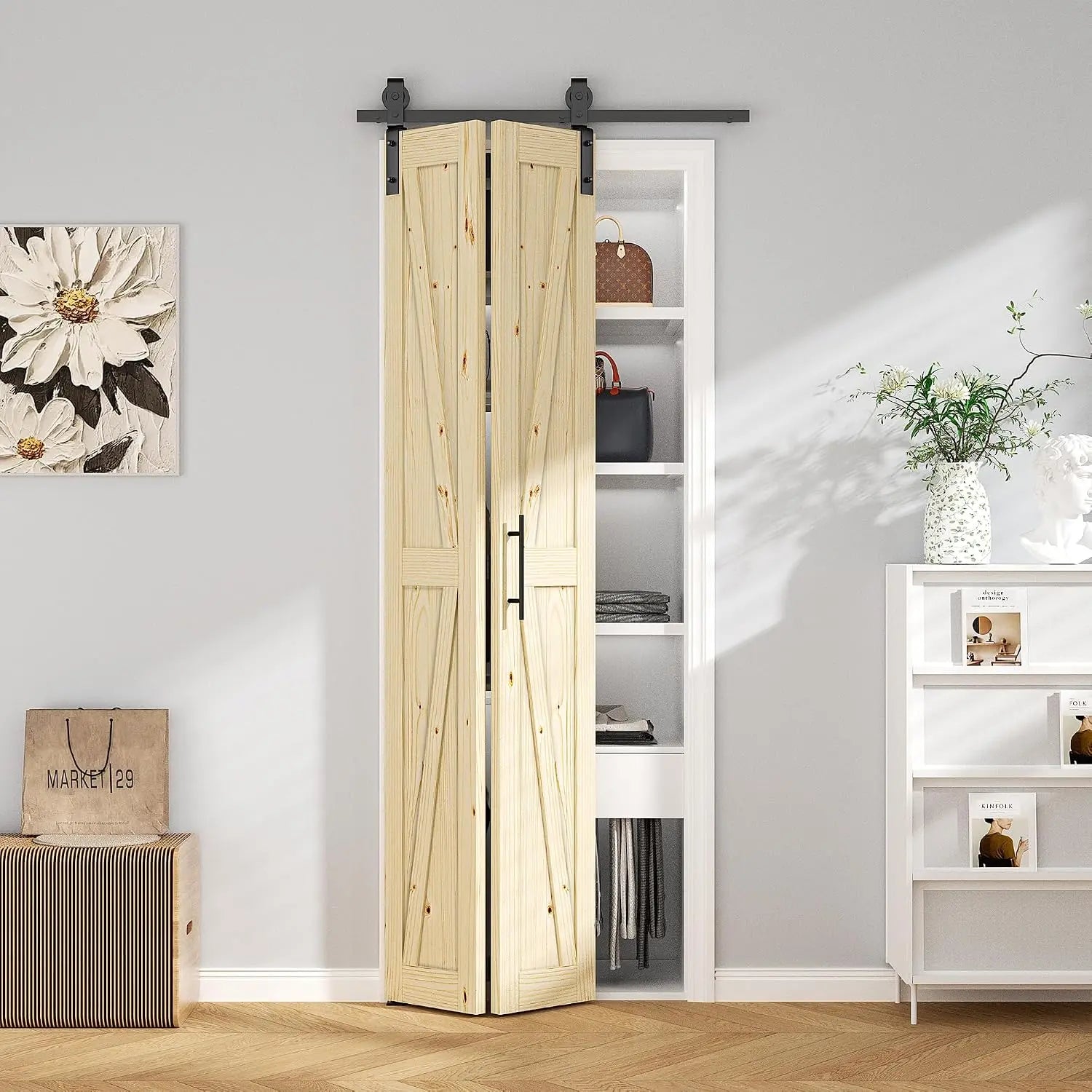 HAUSVITA  Solid Pine Bi-Fold Closet Door 