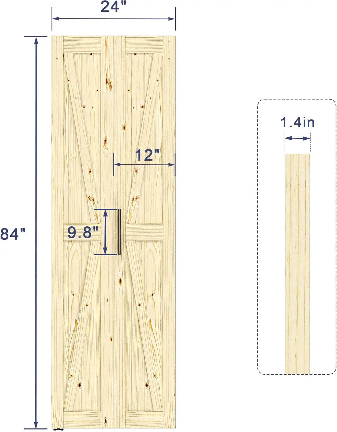 HAUSVITA  Solid Pine Bi-Fold Closet Door 