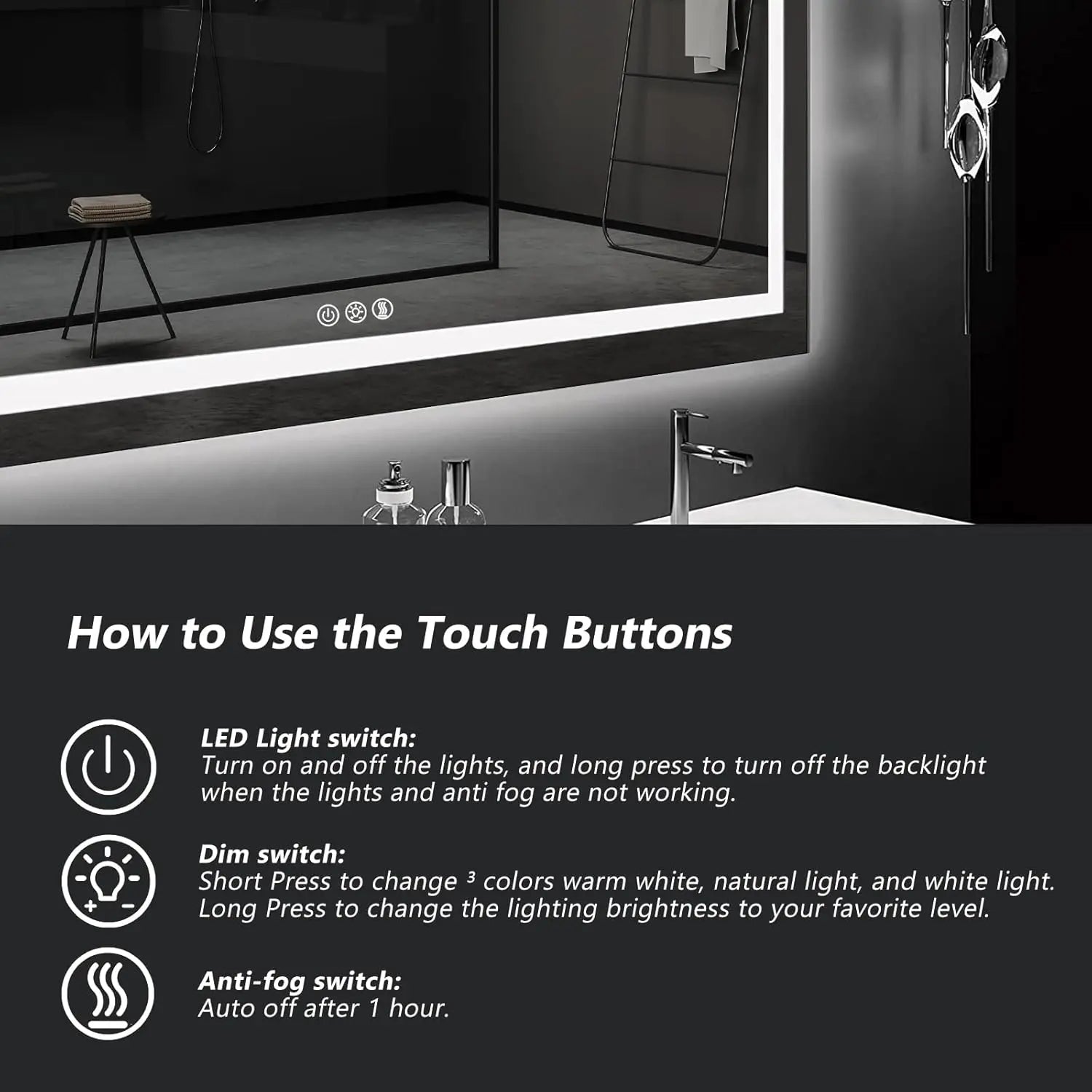HAUSVITA Standard Center Glow LED Bathroom Mirror 