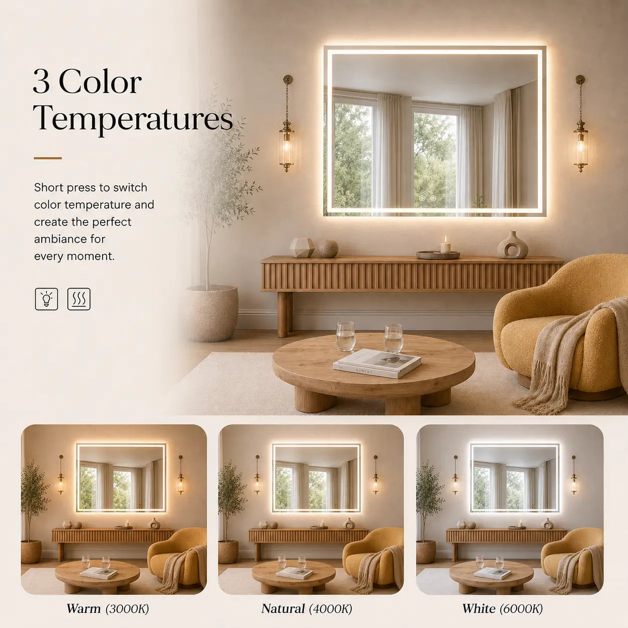 HAUSVITA Standard Center Glow LED Bathroom Mirror 