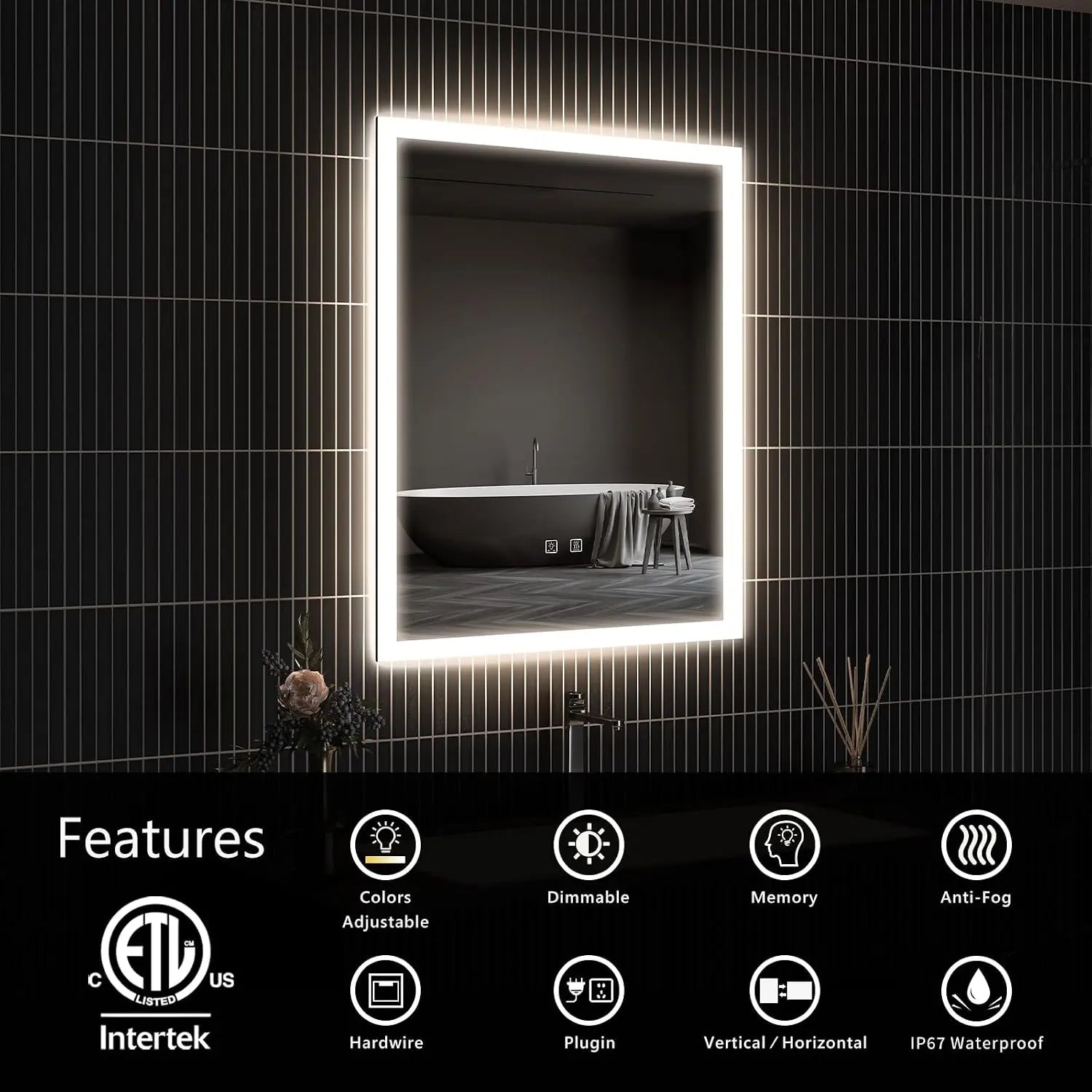 HAUSVITA  Standard Edge  Glow LED Bathroom Mirror 