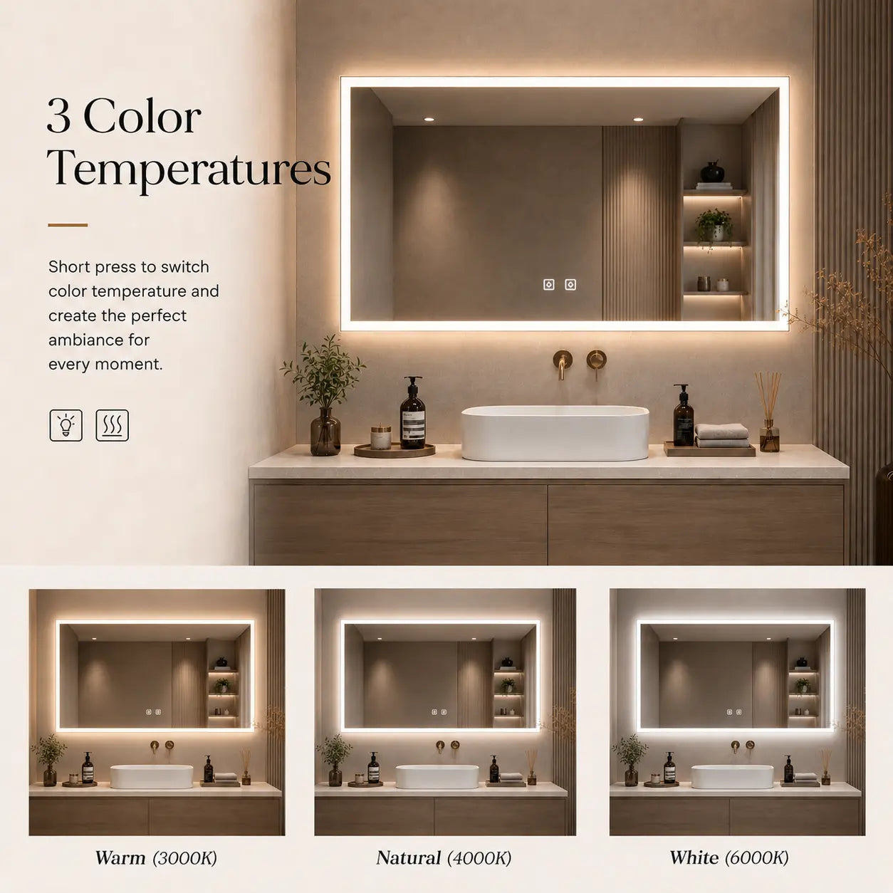 HAUSVITA  Standard Edge  Glow LED Bathroom Mirror 