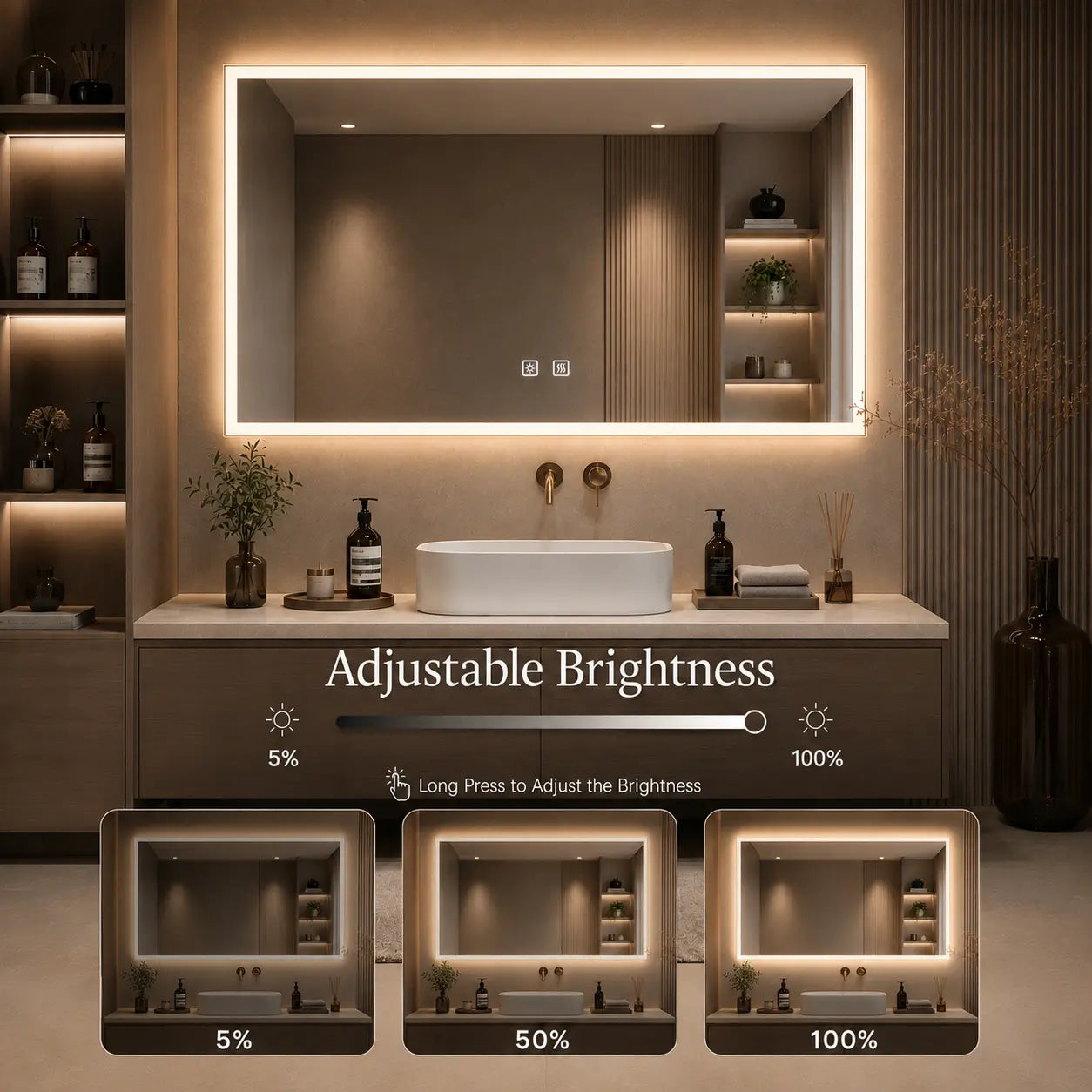 HAUSVITA  Standard Edge  Glow LED Bathroom Mirror 