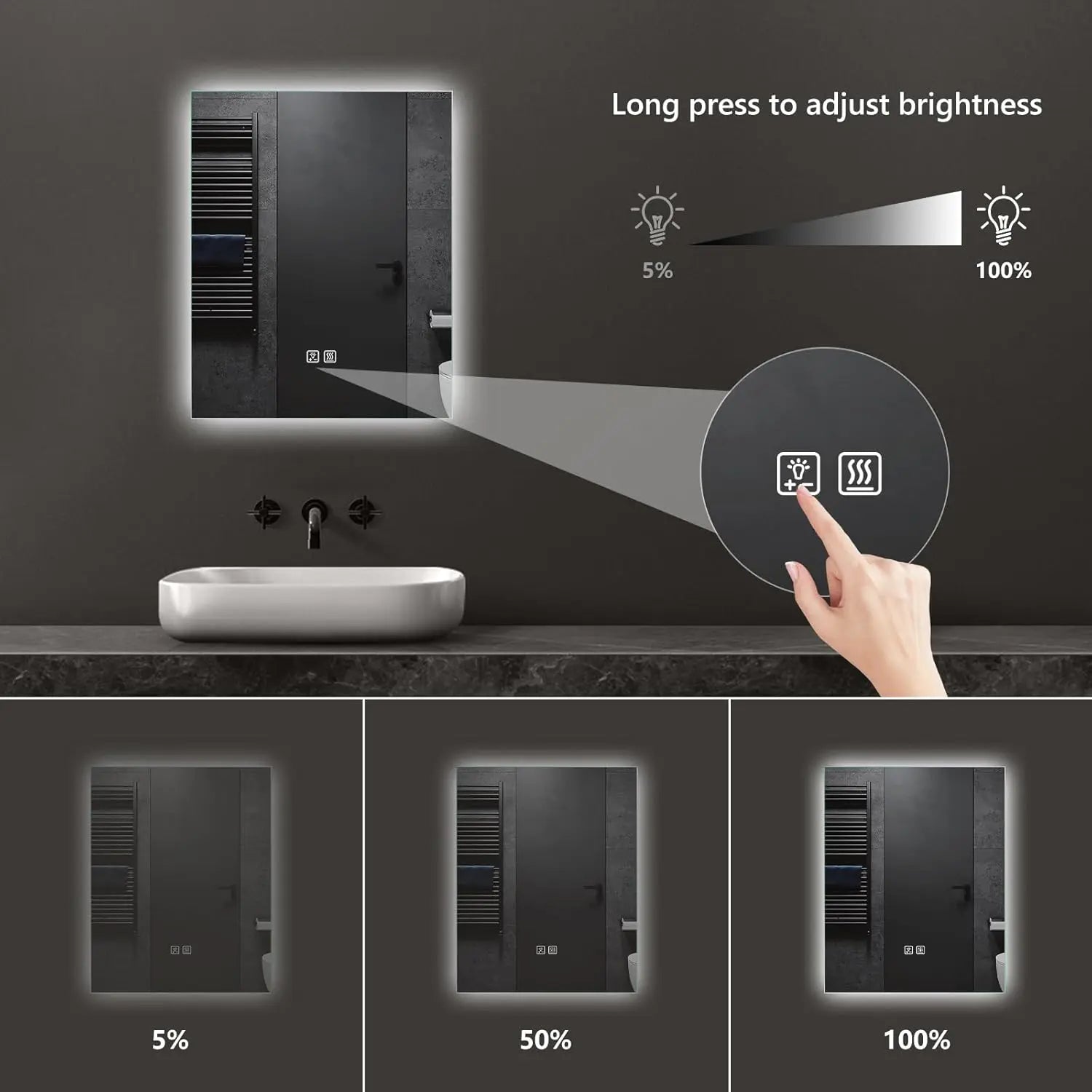 HAUSVITA  Standard Sleek Backlit LED Bathroom Mirror 