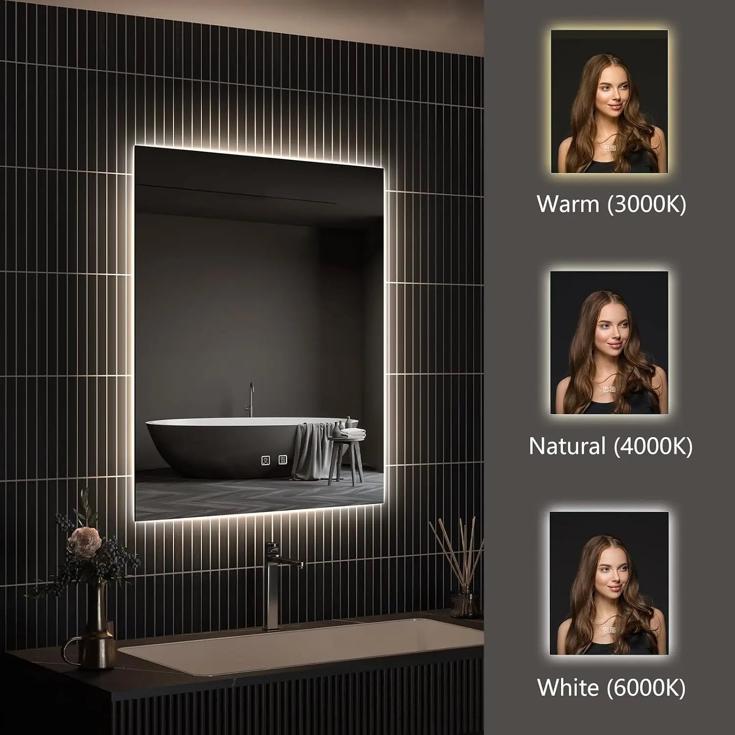 HAUSVITA  Standard Sleek Backlit LED Bathroom Mirror 
