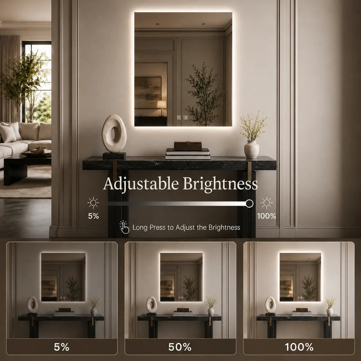 HAUSVITA  Standard Sleek Backlit LED Bathroom Mirror 