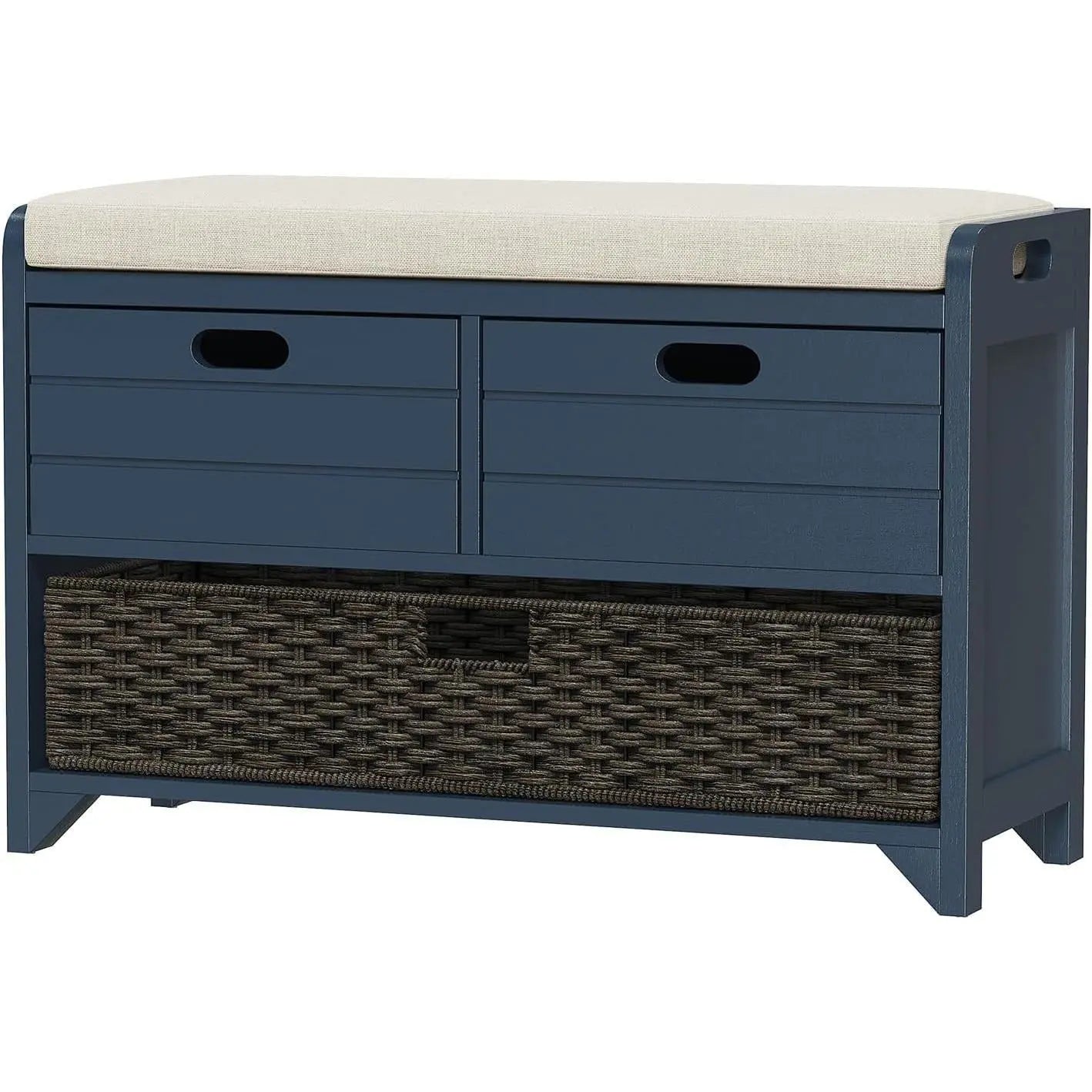 Hausvita 32" Storage Bench for Entryway, Shoe Bench with Storage Removable Basket and 2 Drawers 