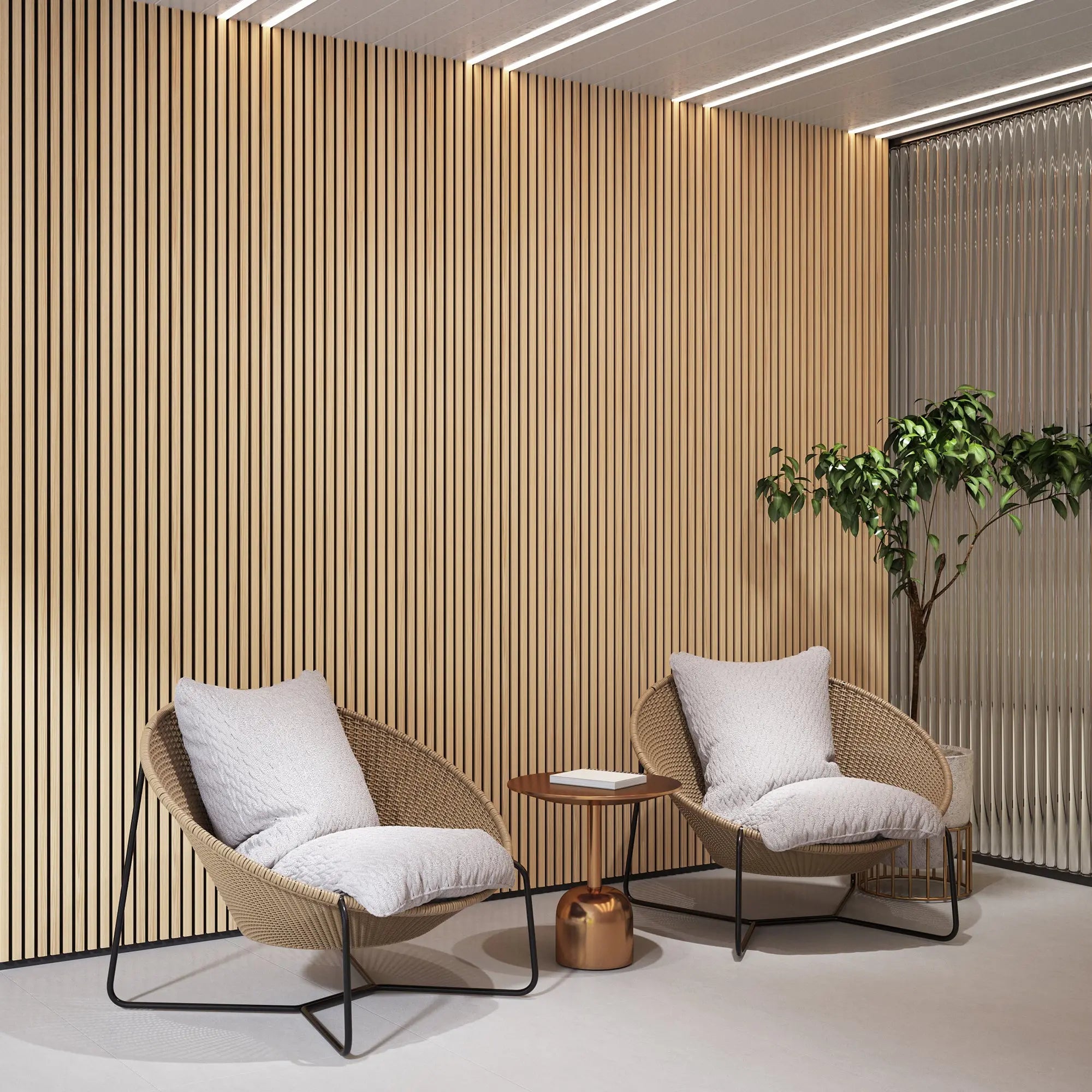 Hausvita Acoustic Soild Wood Slat Wall Panels ( 2 Panels Per Box ) 