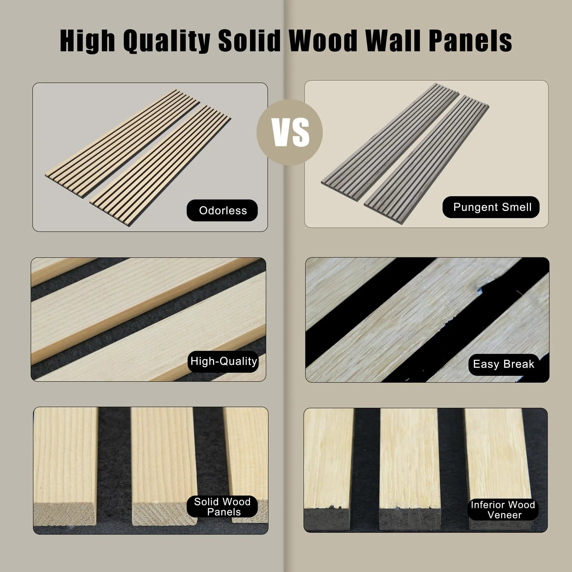 Hausvita Acoustic Soild Wood Wall Panels ( 2 Panels Per Box ) 