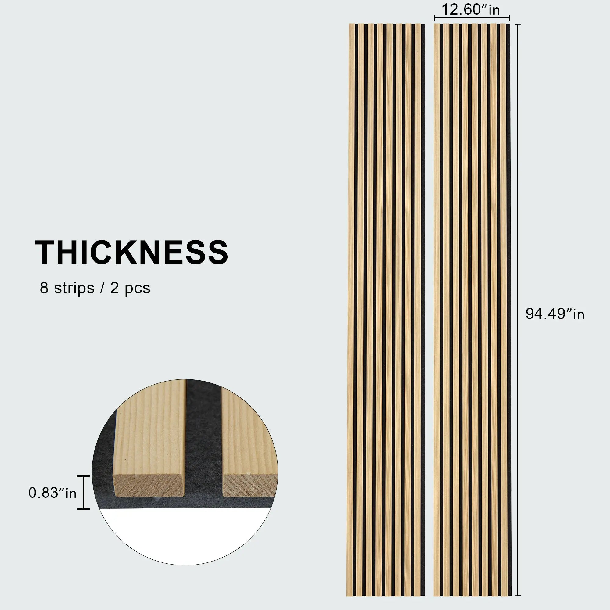 Hausvita Acoustic Solid Wood Slat Wall Panels ( 2 Panels Per Box ) 