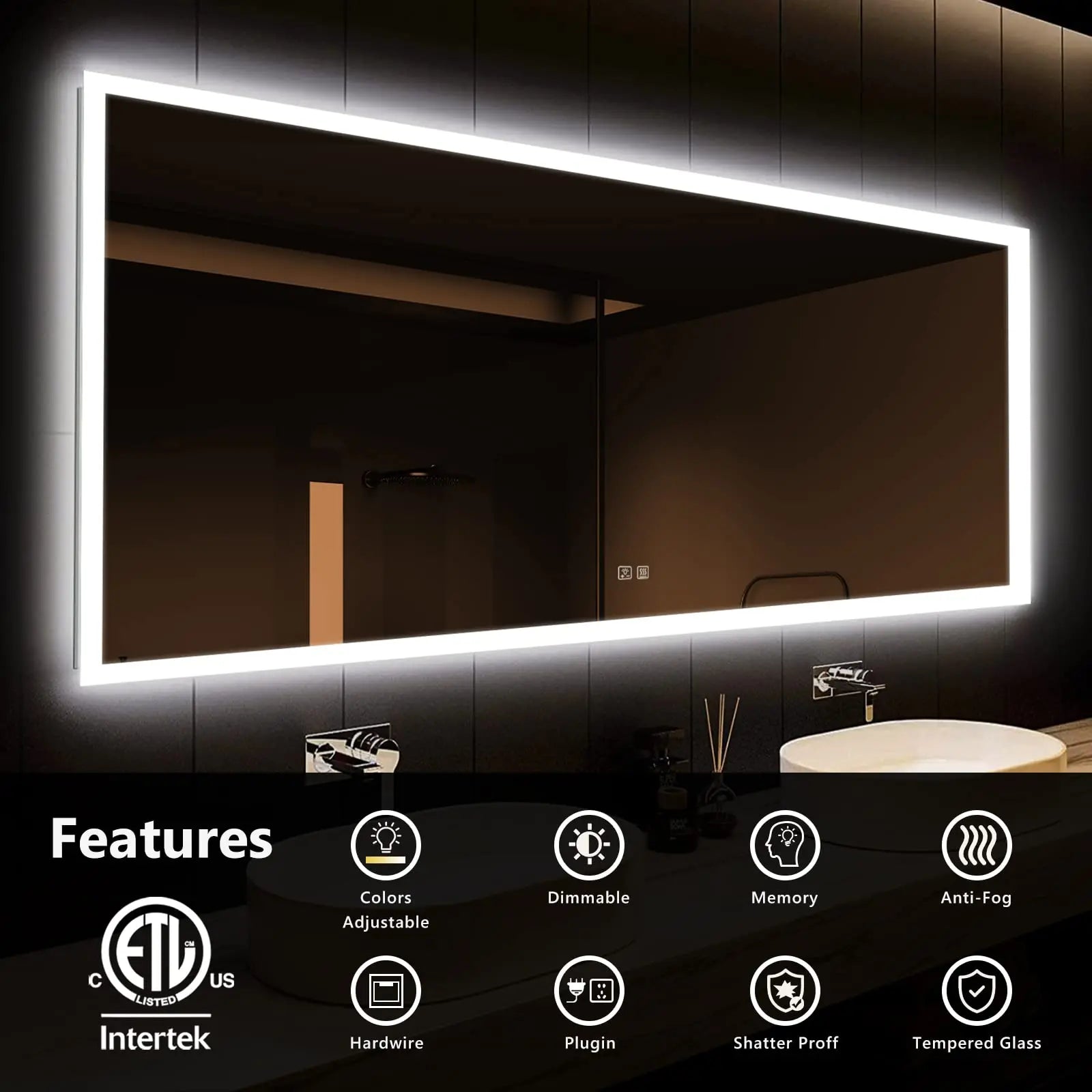 Hausvita Deluxe Edge Glow LED Bathroom Mirror 