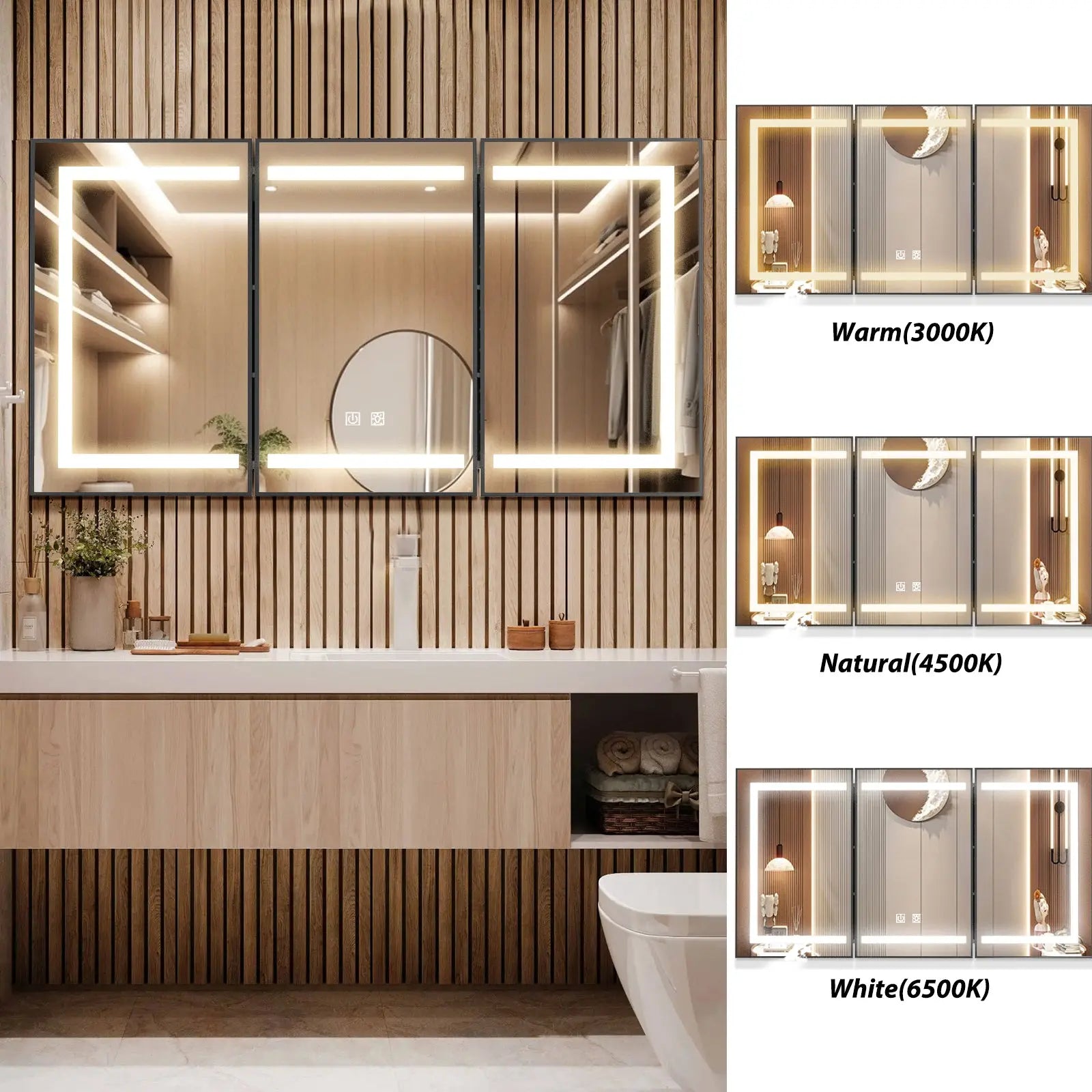 Hausvita Framed Recessed LED Light Bathroom Medicine Cabinet -Lager 