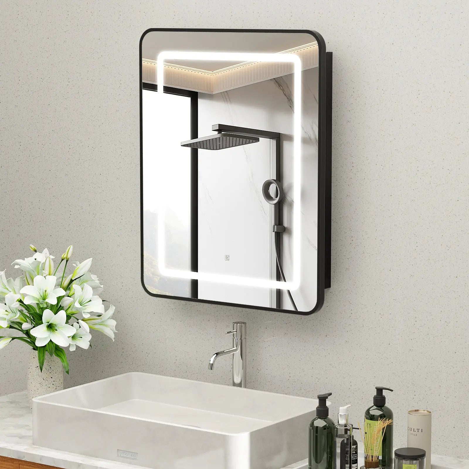 Hausvita Framed Recessed LED Light Bathroom Medicine Cabinet 