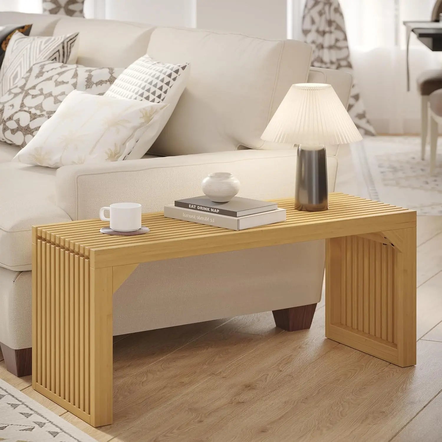 Hausvita HiKingQueens 35" Dining Bench, Indoor Wood Bench for Entryway,Living Room,Kitchen and Bedroom (Nature, Long Bench) 