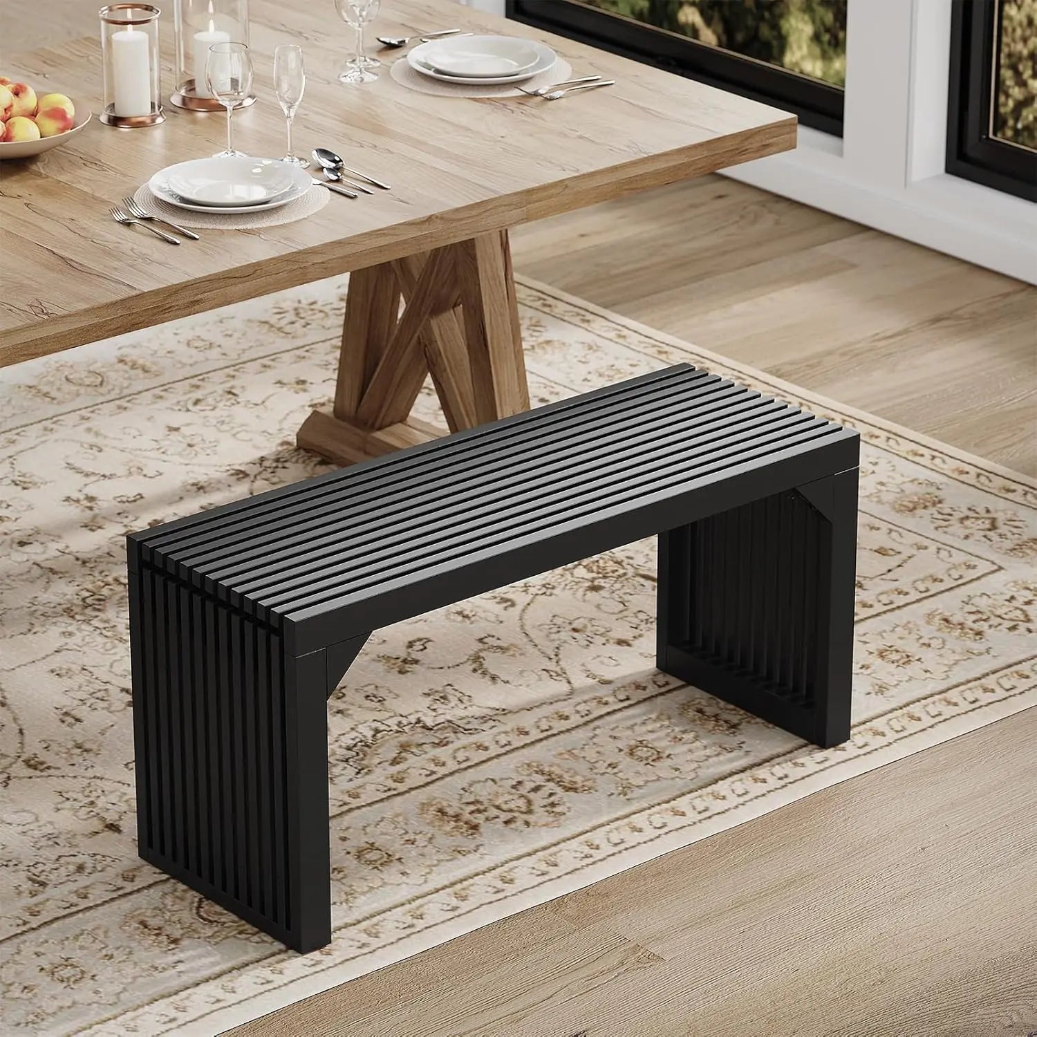 Hausvita HiKingQueens 35" Dining Bench, Indoor Wood Bench for Entryway,Living Room,Kitchen and Bedroom (Nature, Long Bench) 