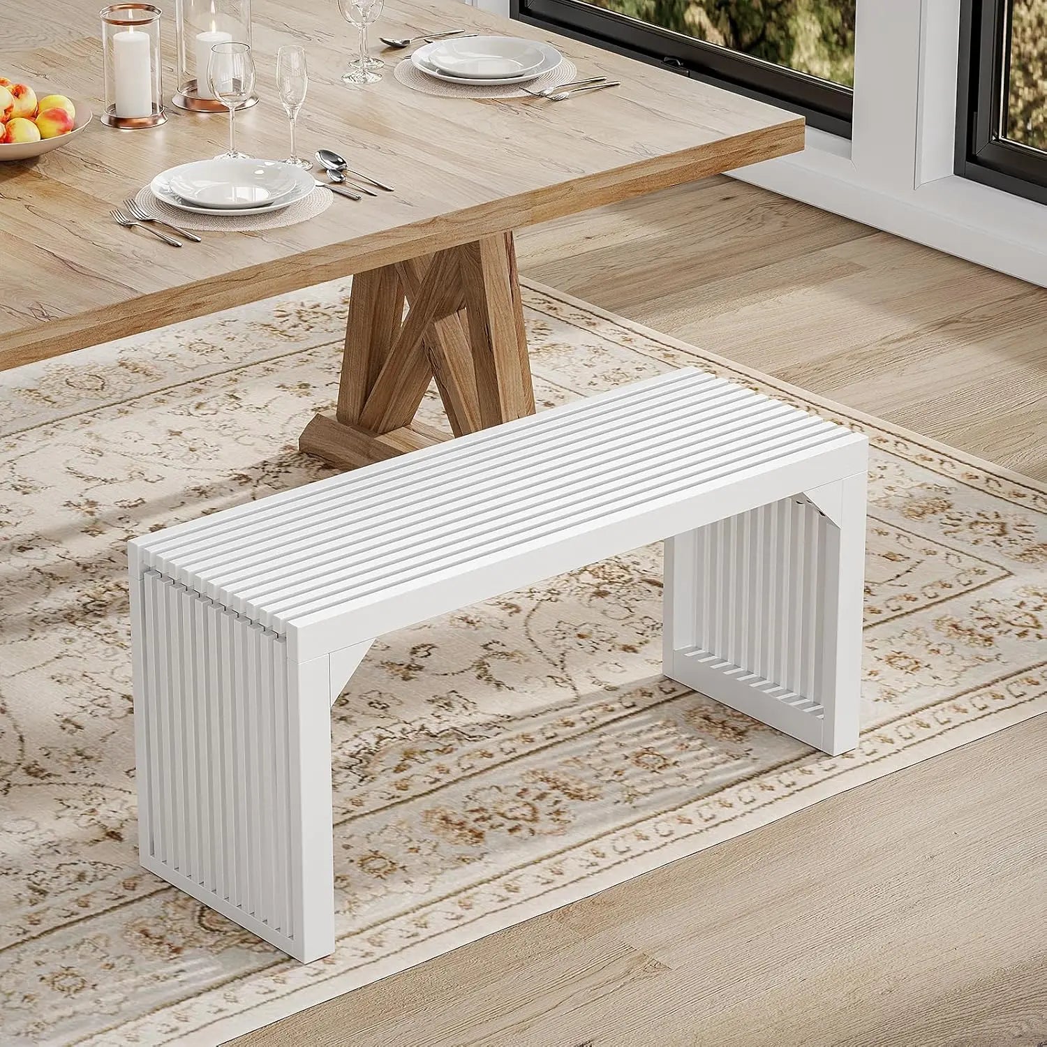 Hausvita HiKingQueens 35" Dining Bench, Indoor Wood Bench for Entryway,Living Room,Kitchen and Bedroom (Nature, Long Bench) 