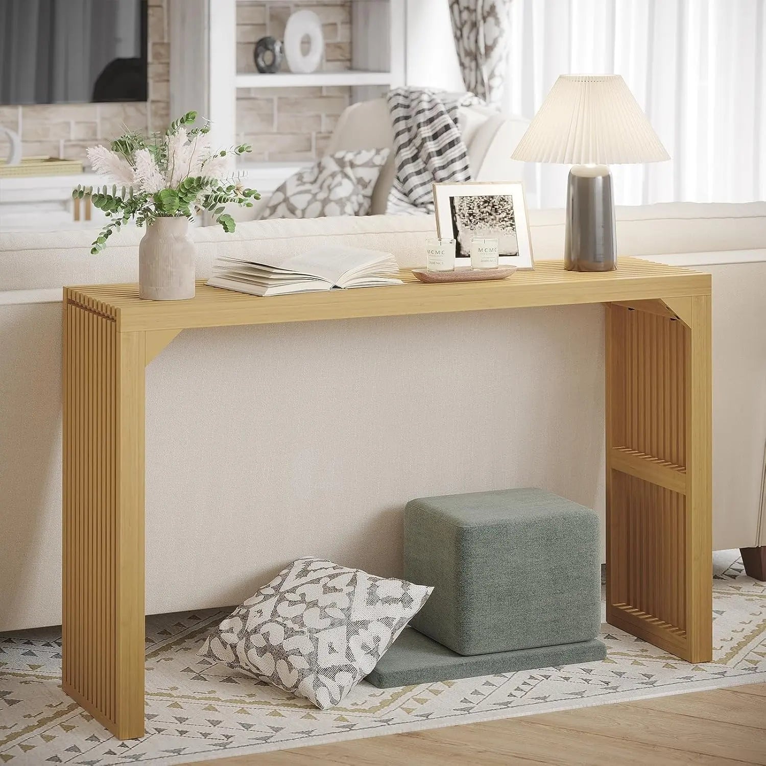Hausvita HiKingQueens 35" Dining Bench, Indoor Wood Bench for Entryway,Living Room,Kitchen and Bedroom (Nature, Long Bench) 