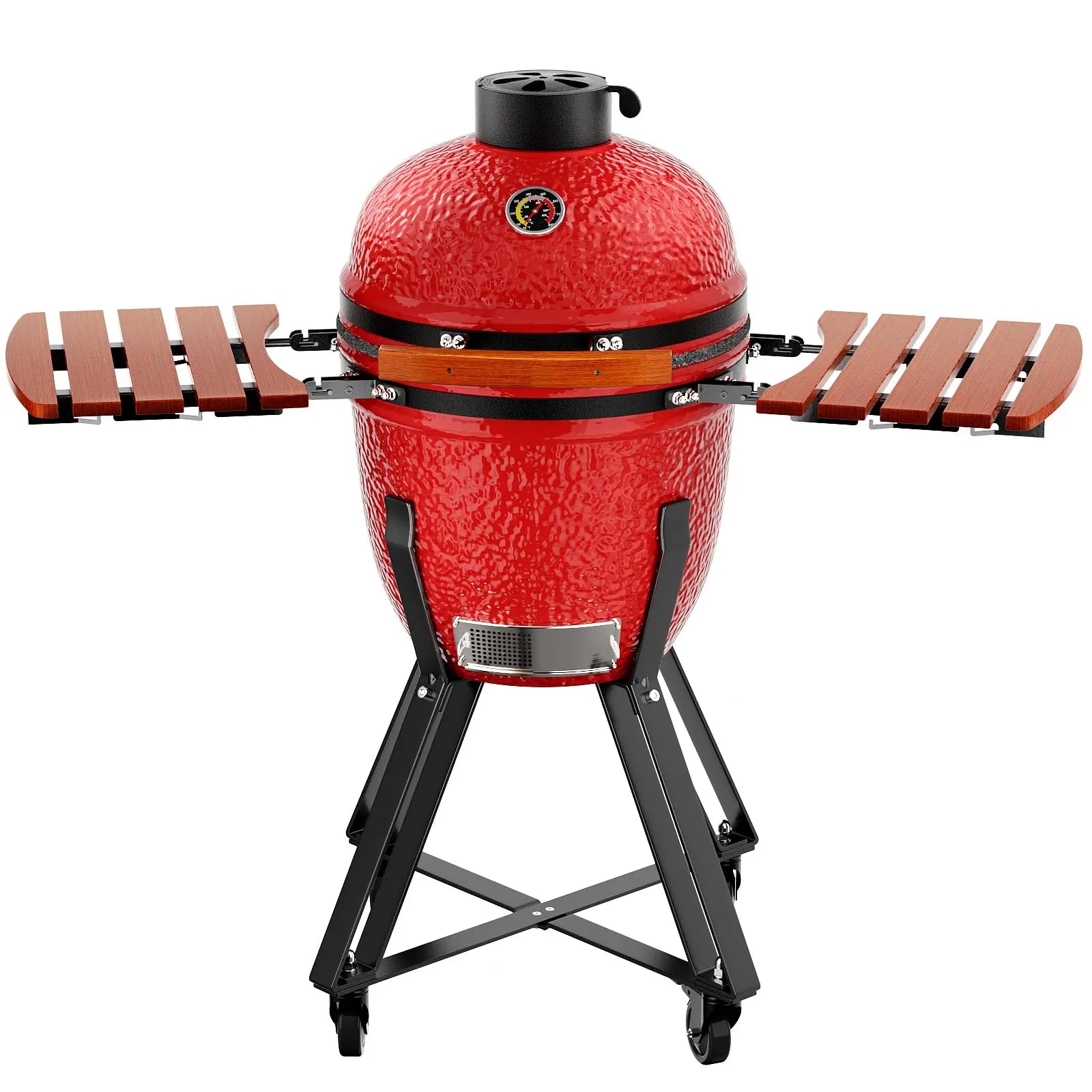 Hausvita Outdoor Larger Ceramic Kamado Charcoal Grill and Smoker with Cover 