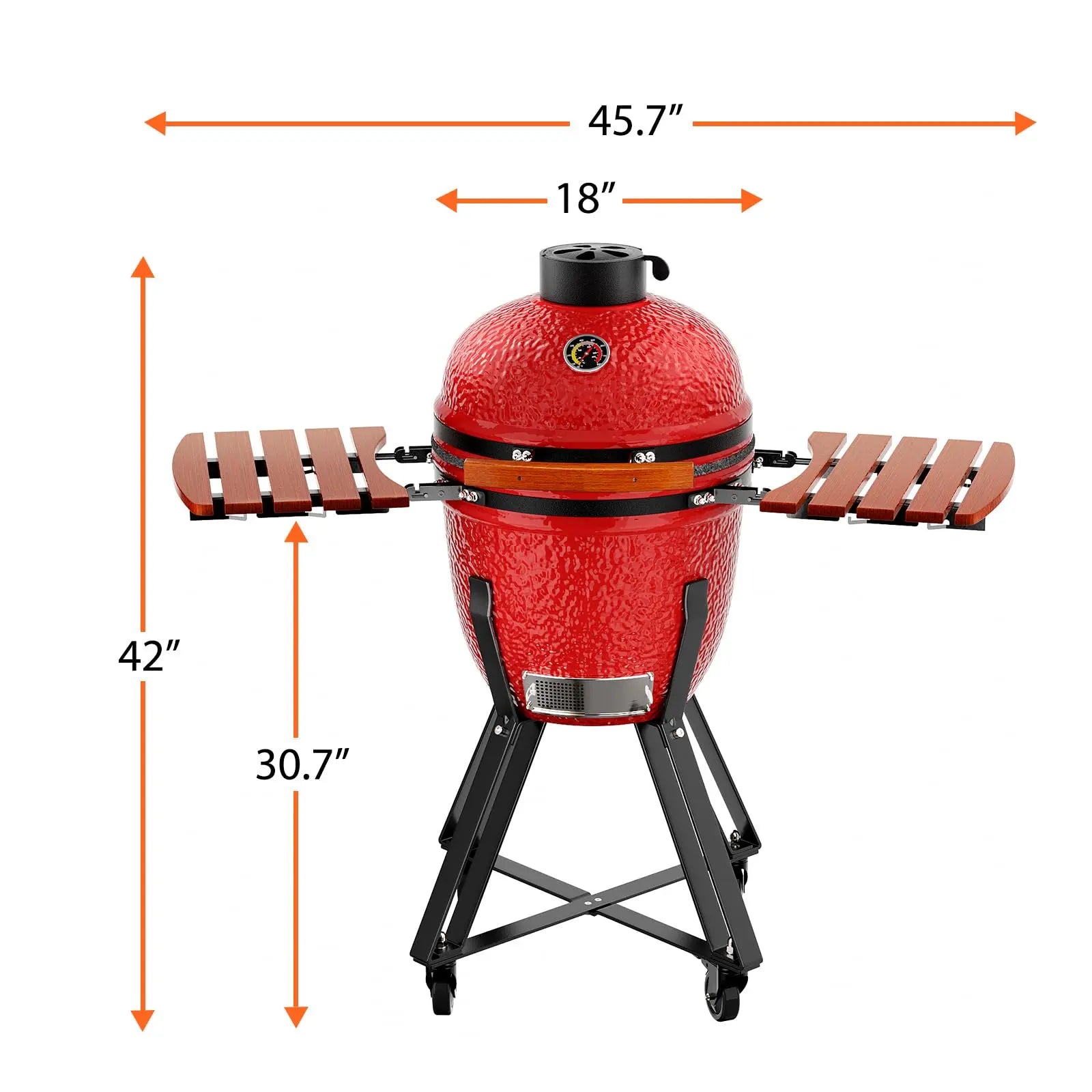 Hausvita Outdoor Larger Ceramic Kamado Charcoal Grill and Smoker with Cover 