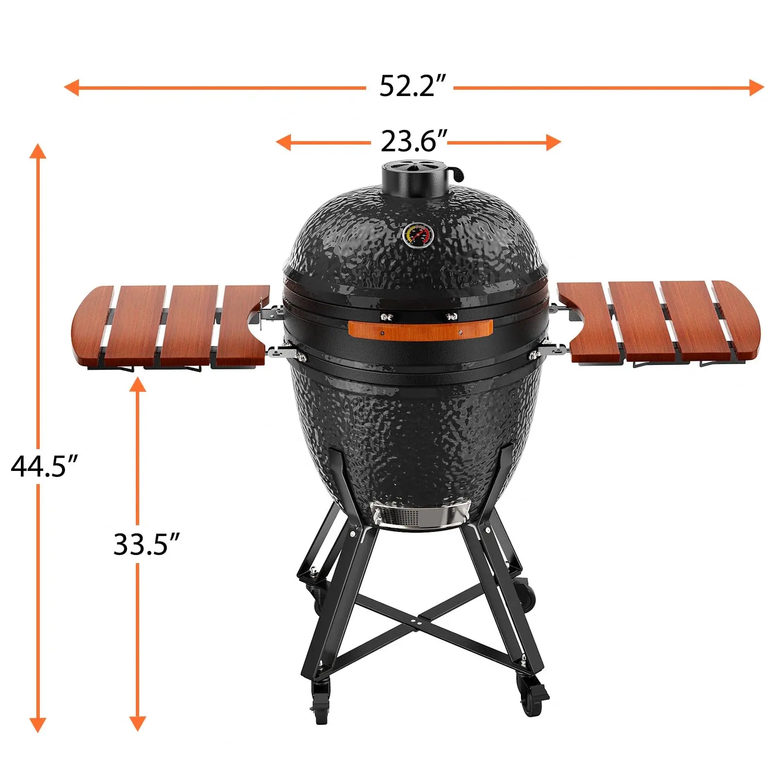 Hausvita Outdoor Larger Ceramic Kamado Charcoal Grill and Smoker with Cover 