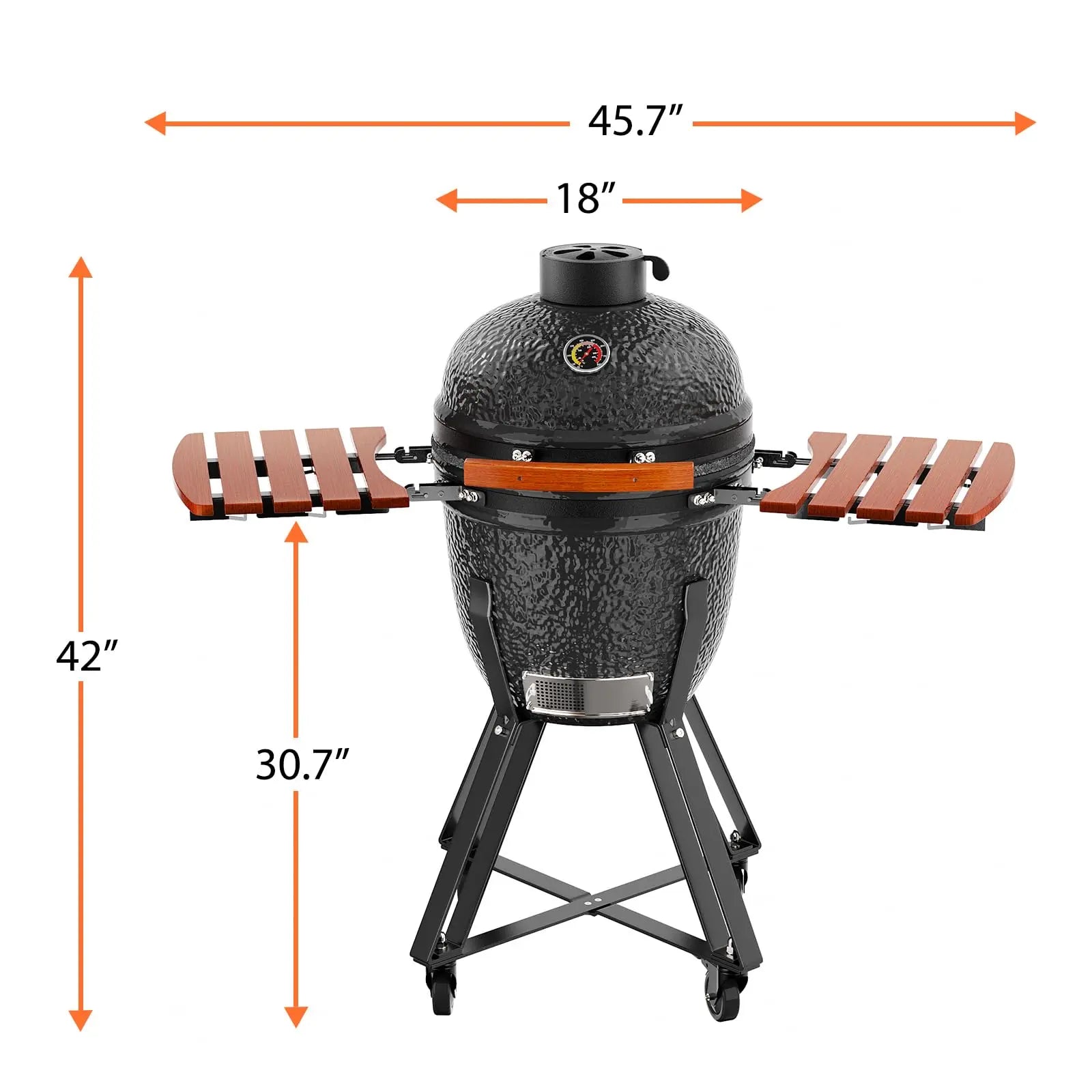 Hausvita Outdoor Larger Ceramic Kamado Charcoal Grill and Smoker with Cover 