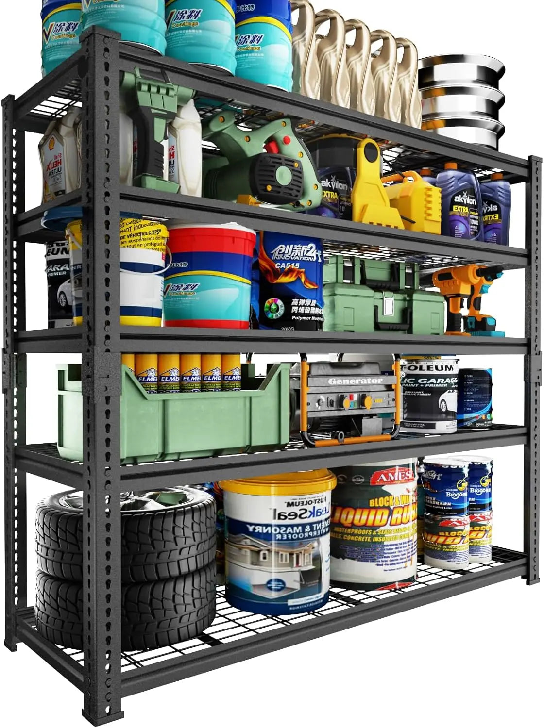 Hausvita Storage Shelves Heavy Duty, 48" L x 18" W x 72" H Garage Wire Shelving Unit Loads 2000LBS, 5-tier Adjustable Metal Industrial Utility Shelf Rack for Kitchen, Laundry Room, Pantry, Warehouse, Basement 