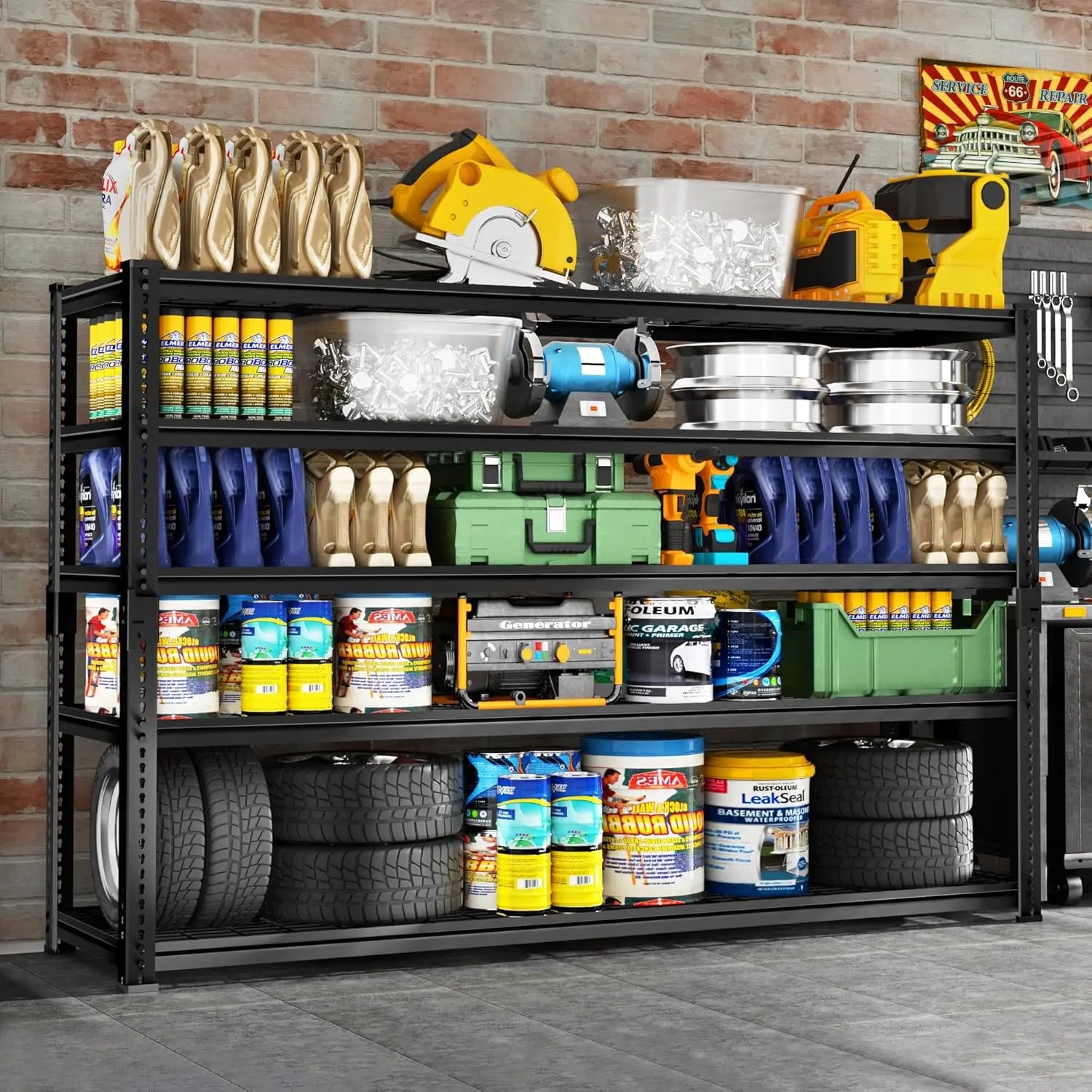 Hausvita Storage Shelves Heavy Duty, 48" L x 18" W x 72" H Garage Wire Shelving Unit Loads 2000LBS, 5-tier Adjustable Metal Industrial Utility Shelf Rack for Kitchen, Laundry Room, Pantry, Warehouse, Basement 