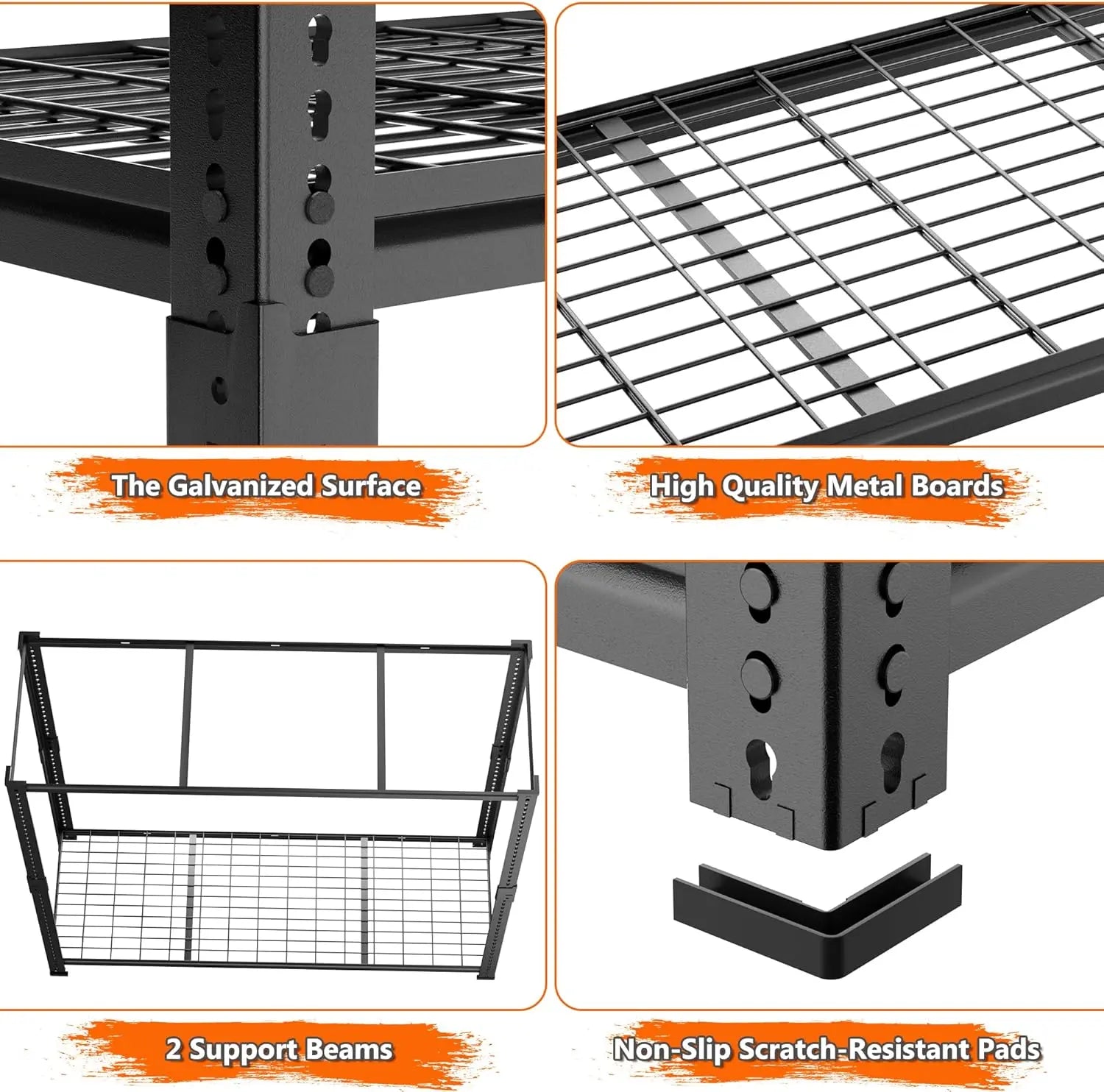 Hausvita Storage Shelves Heavy Duty, 48" L x 18" W x 72" H Garage Wire Shelving Unit Loads 2000LBS, 5-tier Adjustable Metal Industrial Utility Shelf Rack for Kitchen, Laundry Room, Pantry, Warehouse, Basement 