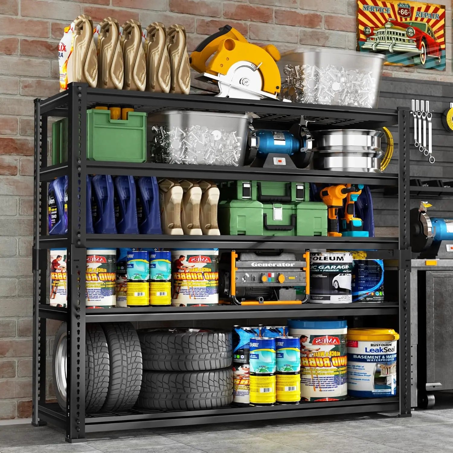 Hausvita Storage Shelves Heavy Duty, 48" L x 18" W x 72" H Garage Wire Shelving Unit Loads 2000LBS, 5-tier Adjustable Metal Industrial Utility Shelf Rack for Kitchen, Laundry Room, Pantry, Warehouse, Basement 